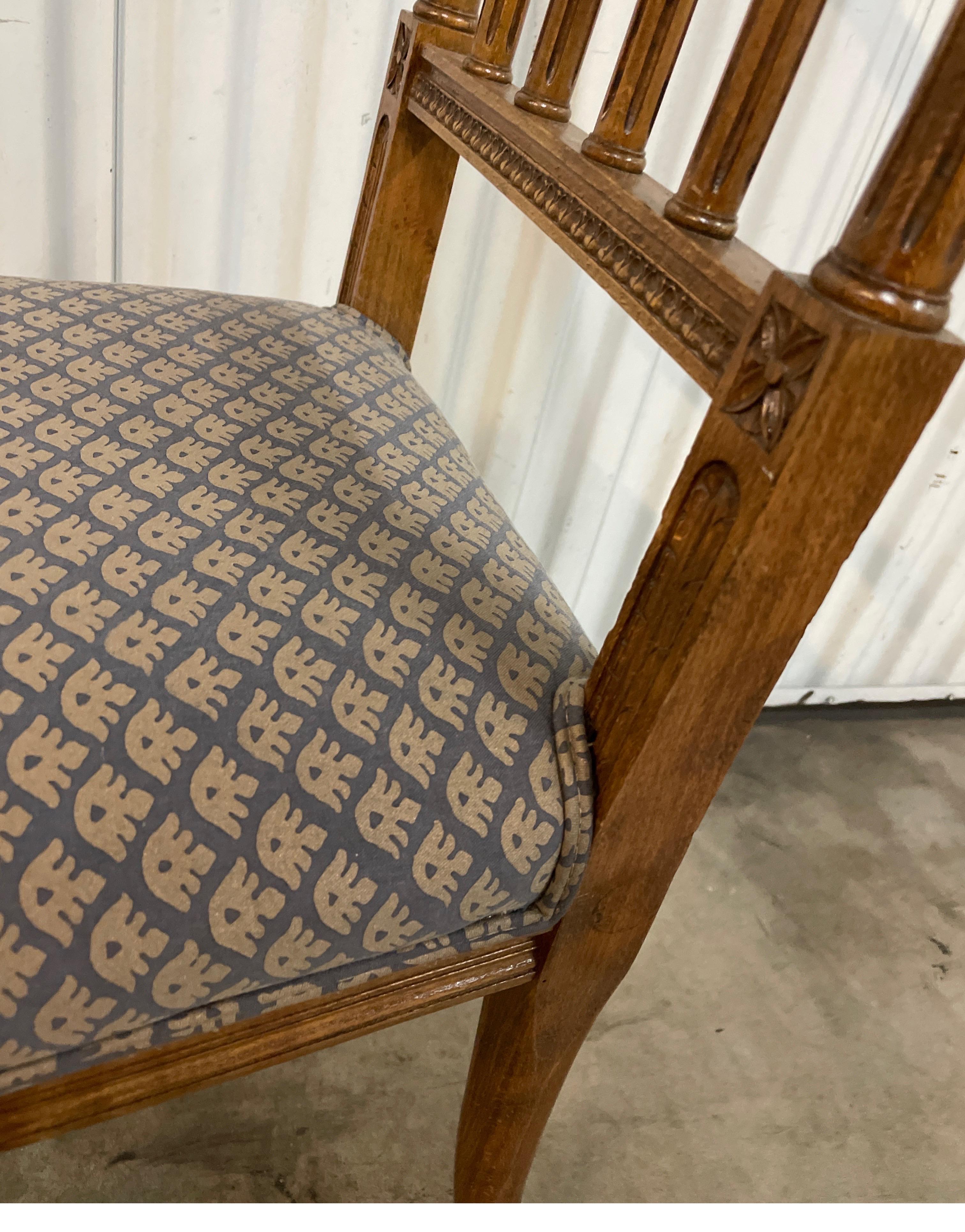 19th Century Antique Louis XVI Style Chiavari Chair with Fortuny Upholstered Seat