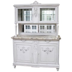 Vintage Louis XVI Style China Cabinet with Marble Top