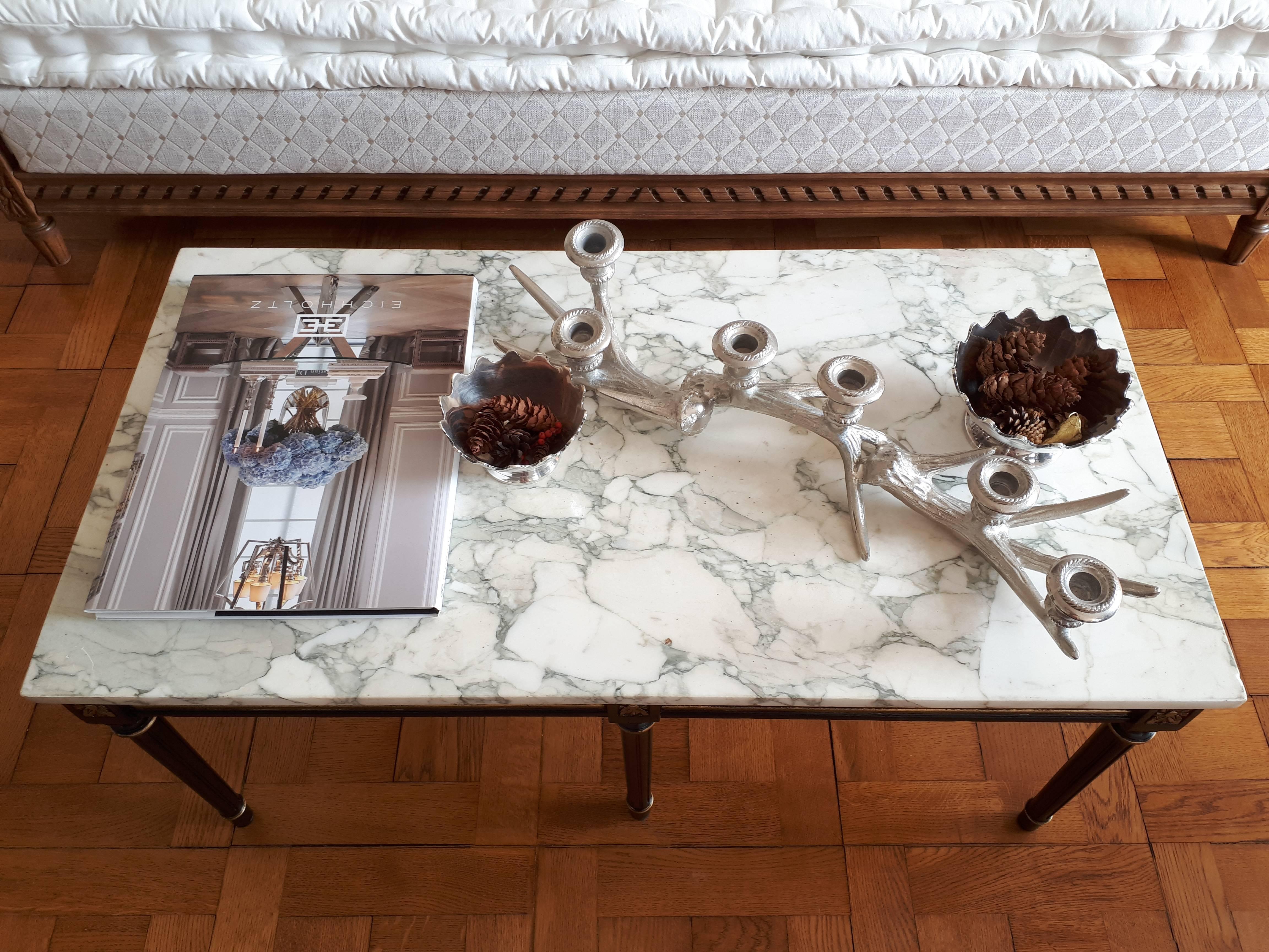 Antique Louis XVI Style Coffee Table Marble Top 7