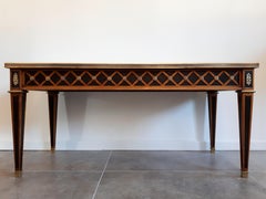 Antique French Louis XVI Coffee Table Carrara Marble Top, Brass & Bronze