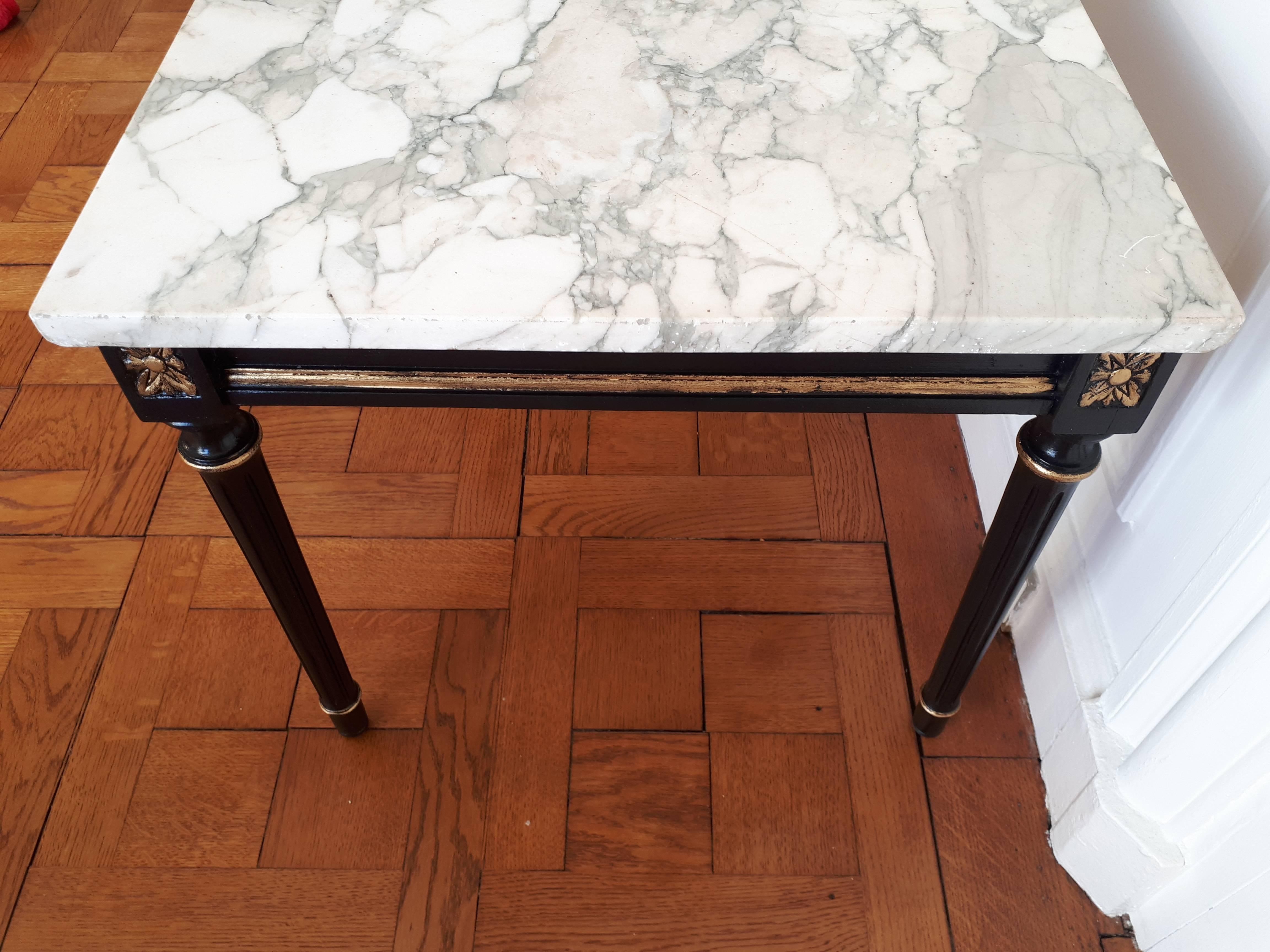 French Antique Louis XVI Style Coffee Table Marble Top