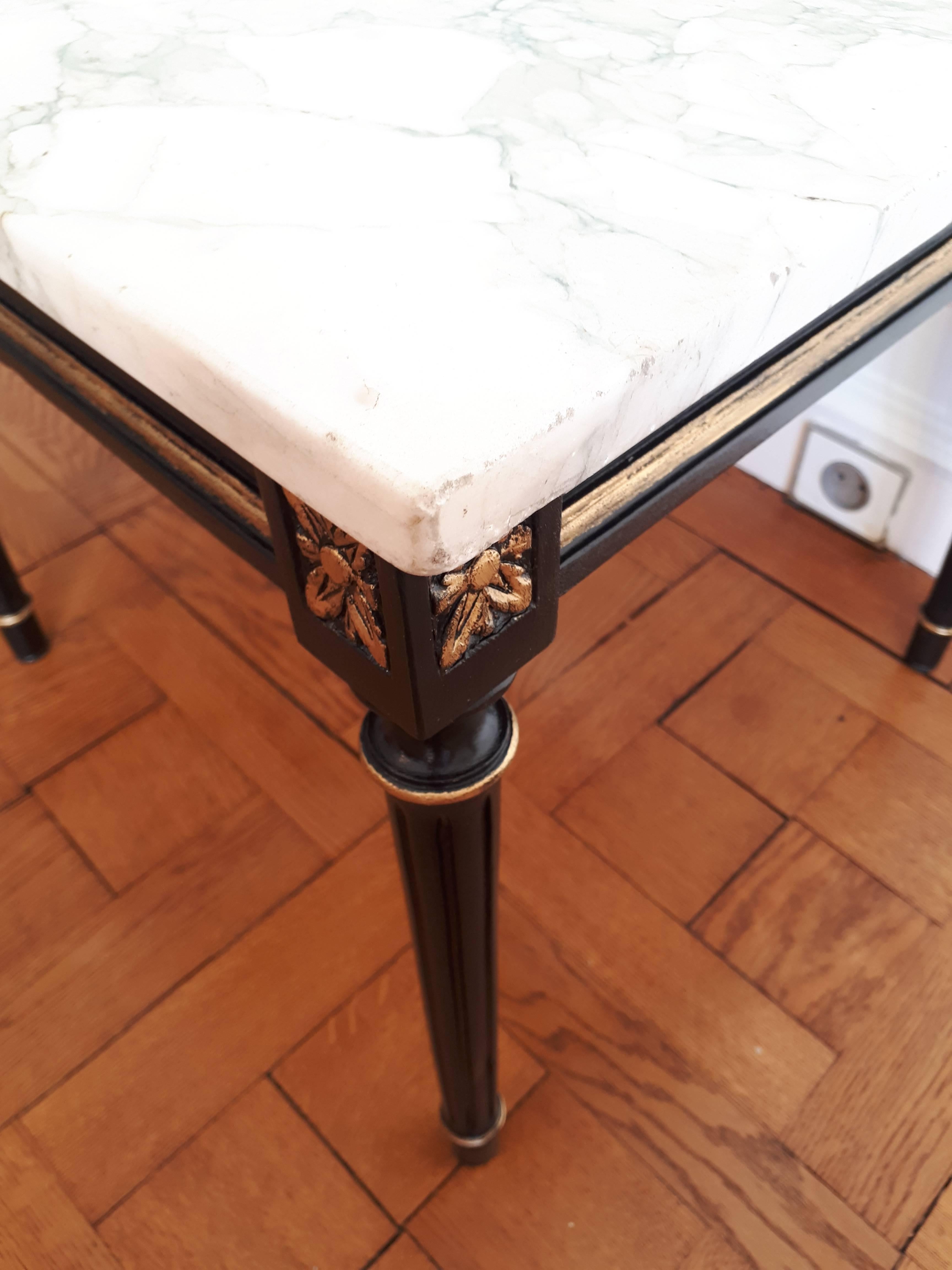 20th Century Antique Louis XVI Style Coffee Table Marble Top