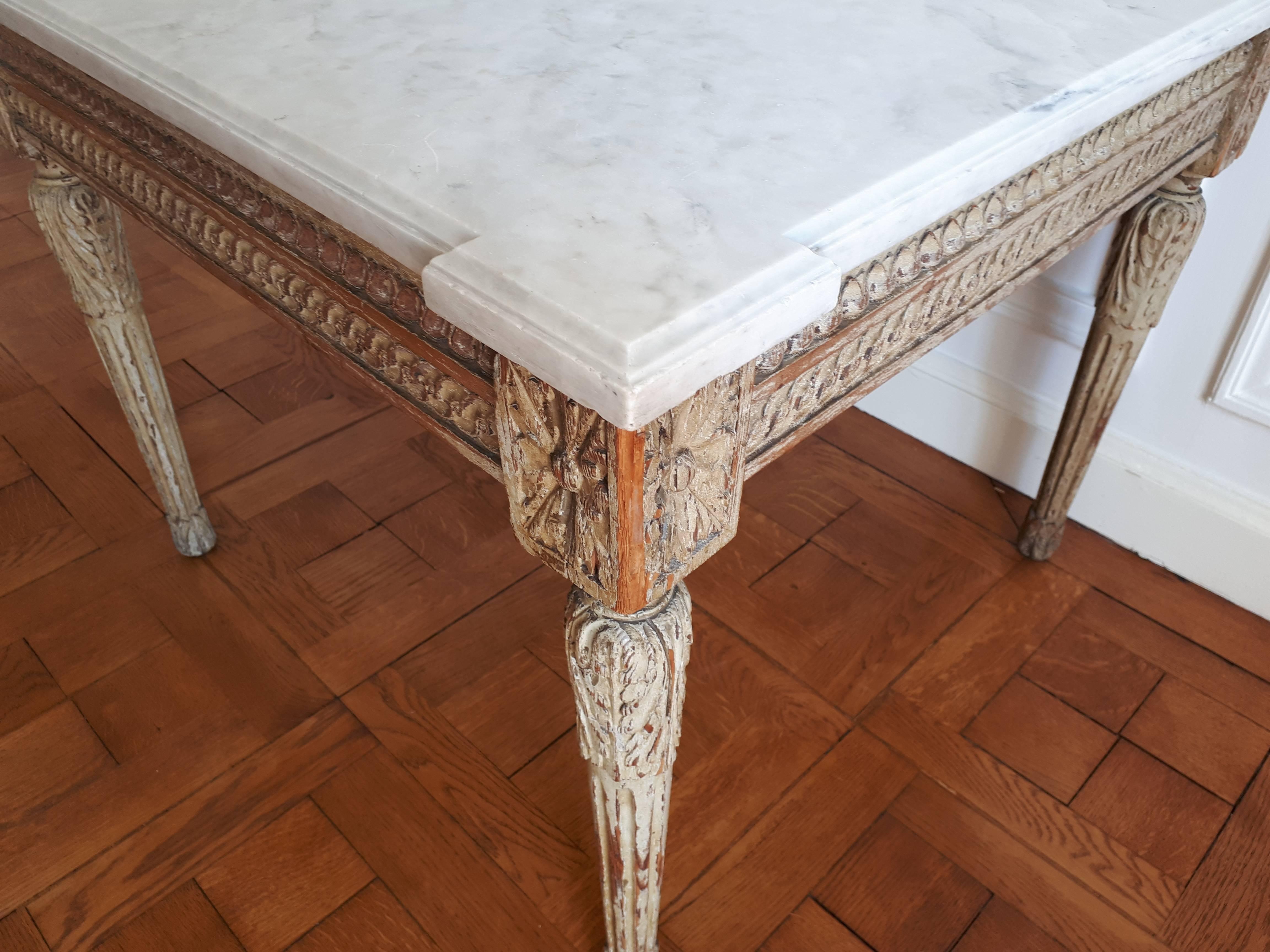 Antique Louis XVI Style Coffee Table Marble Top 1