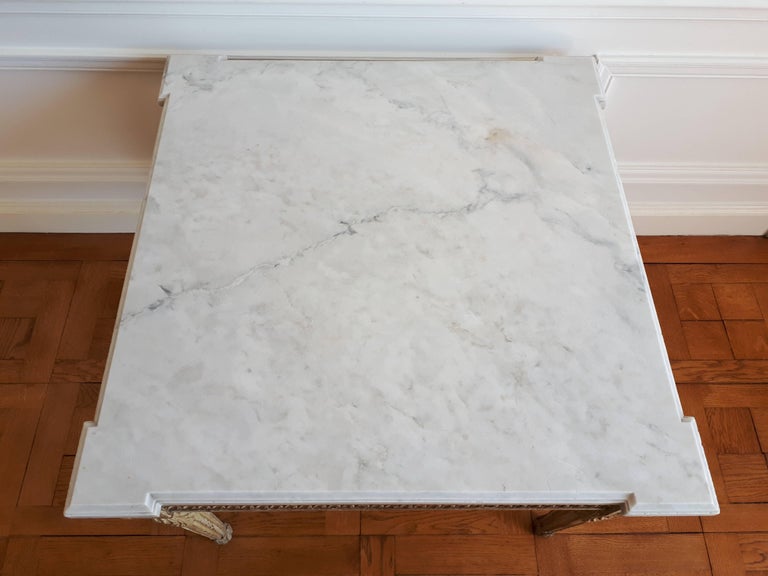 Antique Louis XVI Style Coffee Table Marble Top For Sale 3