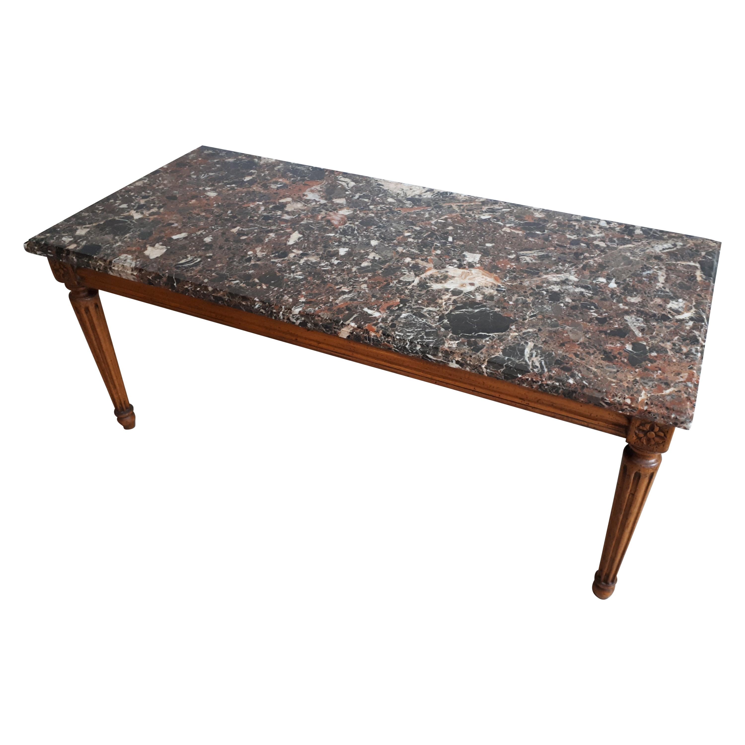 Antique Louis XVI Style Coffee Table Marble-Top