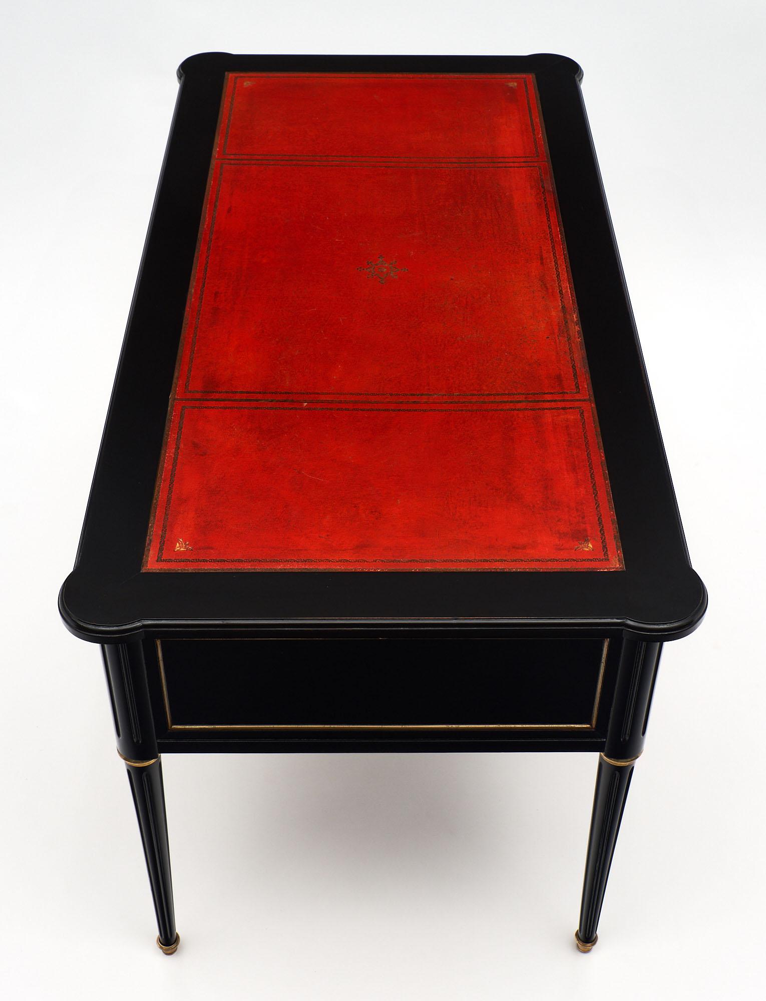 Early 20th Century Antique Louis XVI Style Desk with Red Leather Top