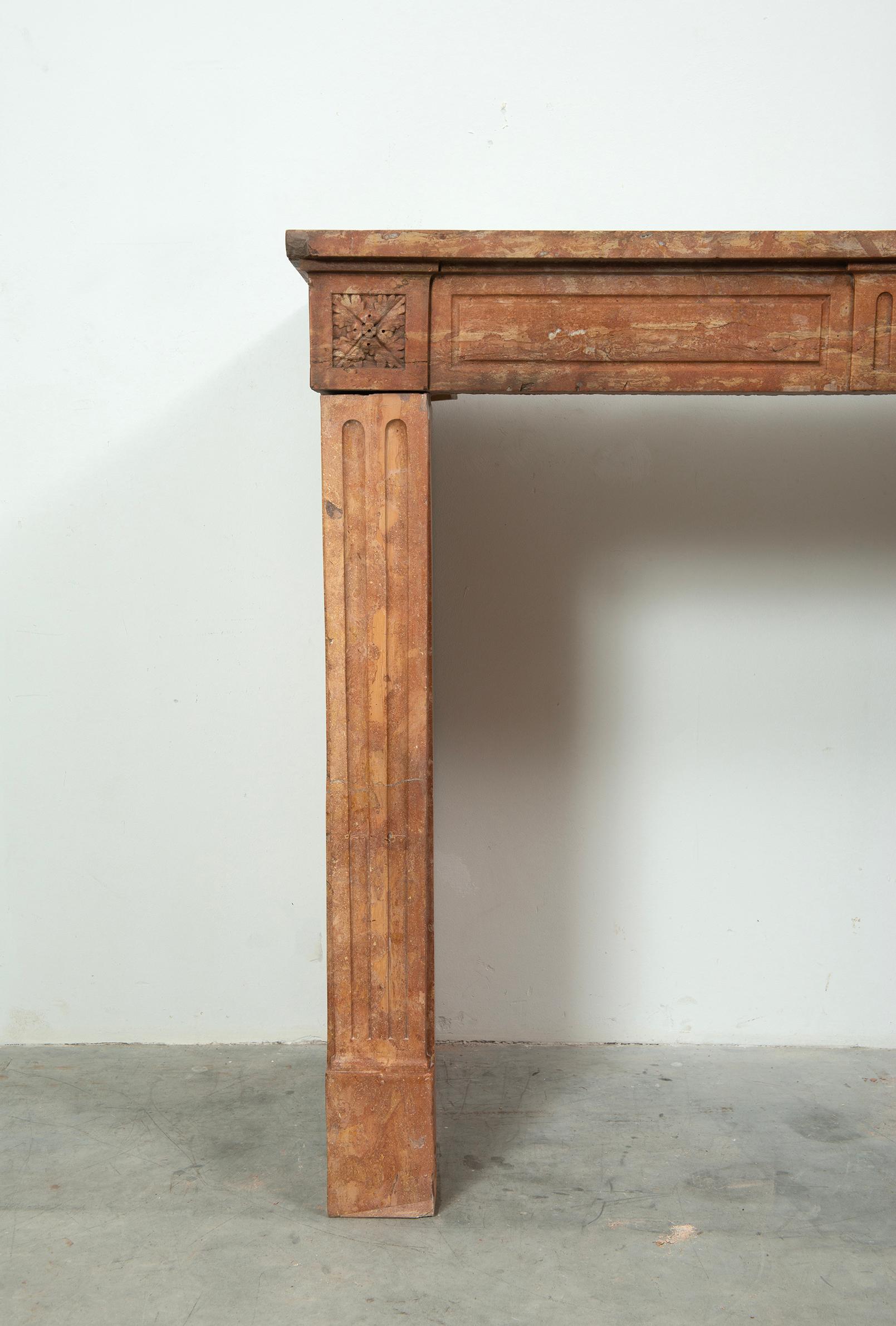 Limestone Antique Louis XVI-style Fireplace Mantel For Sale