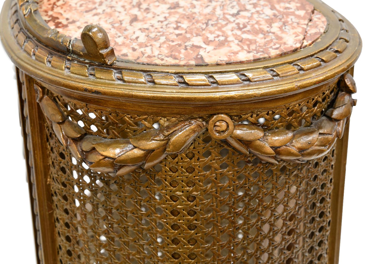 Antique Louis XVI Style French Étagère/ Whatnot w/ Shelves, Caning & Gold Paint 2