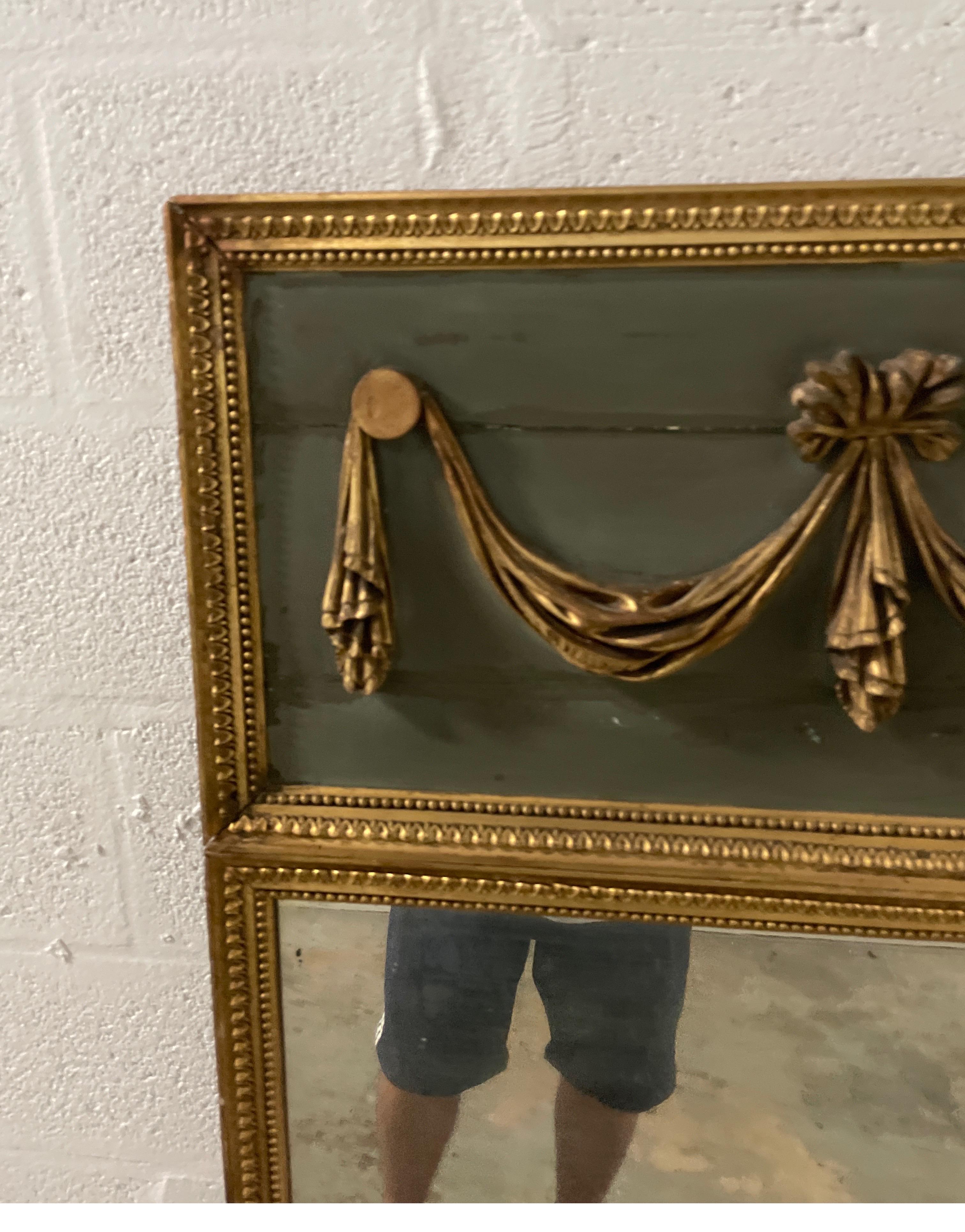 19th Century Antique Louis XVI Style French Trumeau Mirror For Sale