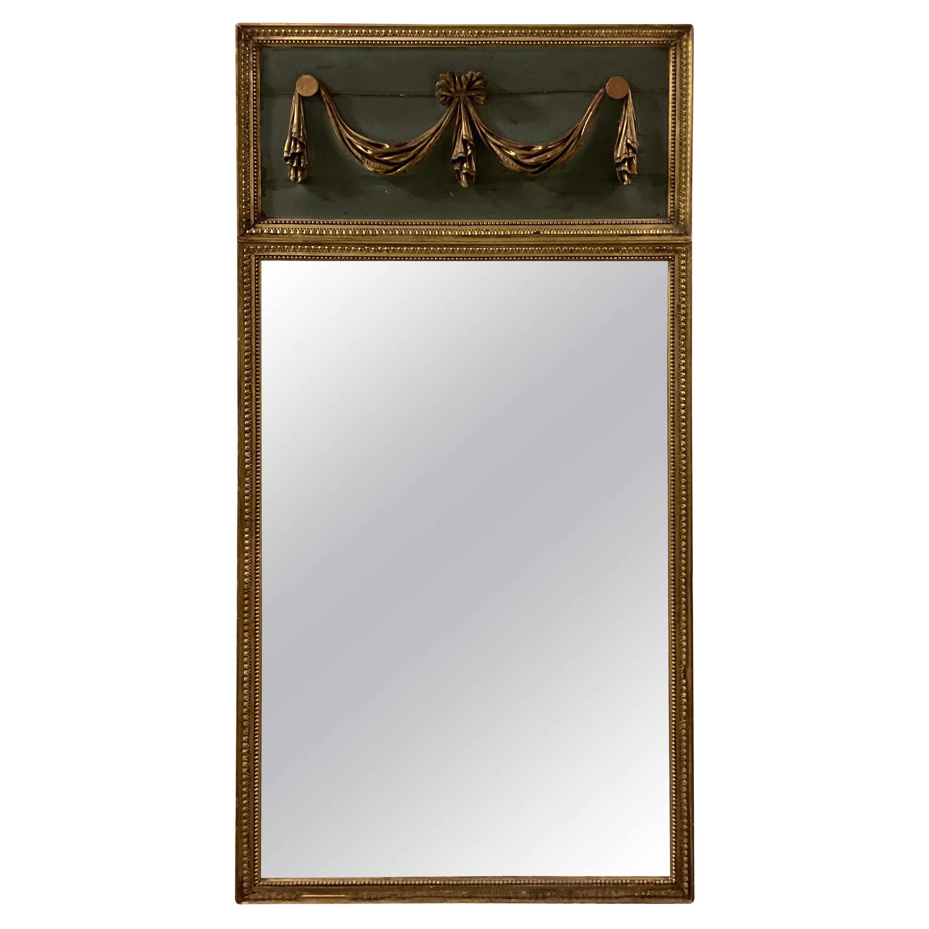 French Louis XVI Style Painted Trumeau Mirror at 1stDibs