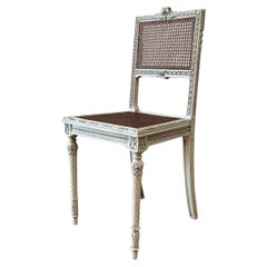 Antique Louis XVI Style French Vanity Chiar in Oyster White Finish