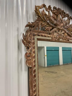 Antique Louis XVI Style Gilded Wall Mirror, Hand Carved, France, 1870