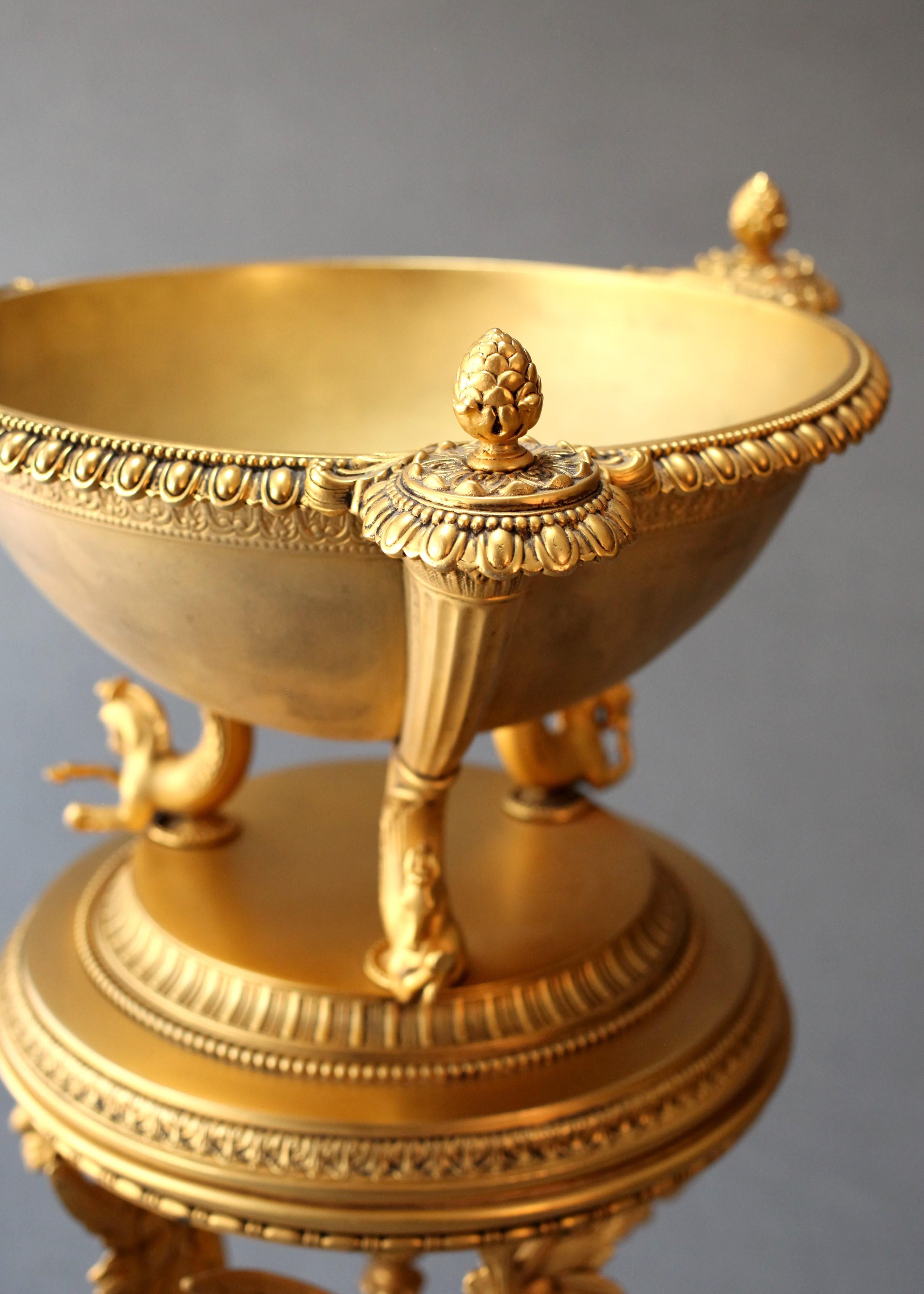 American Antique Louis XVI Style Gilt Bronze Athénienne Compote By Meridan Brittania Co For Sale