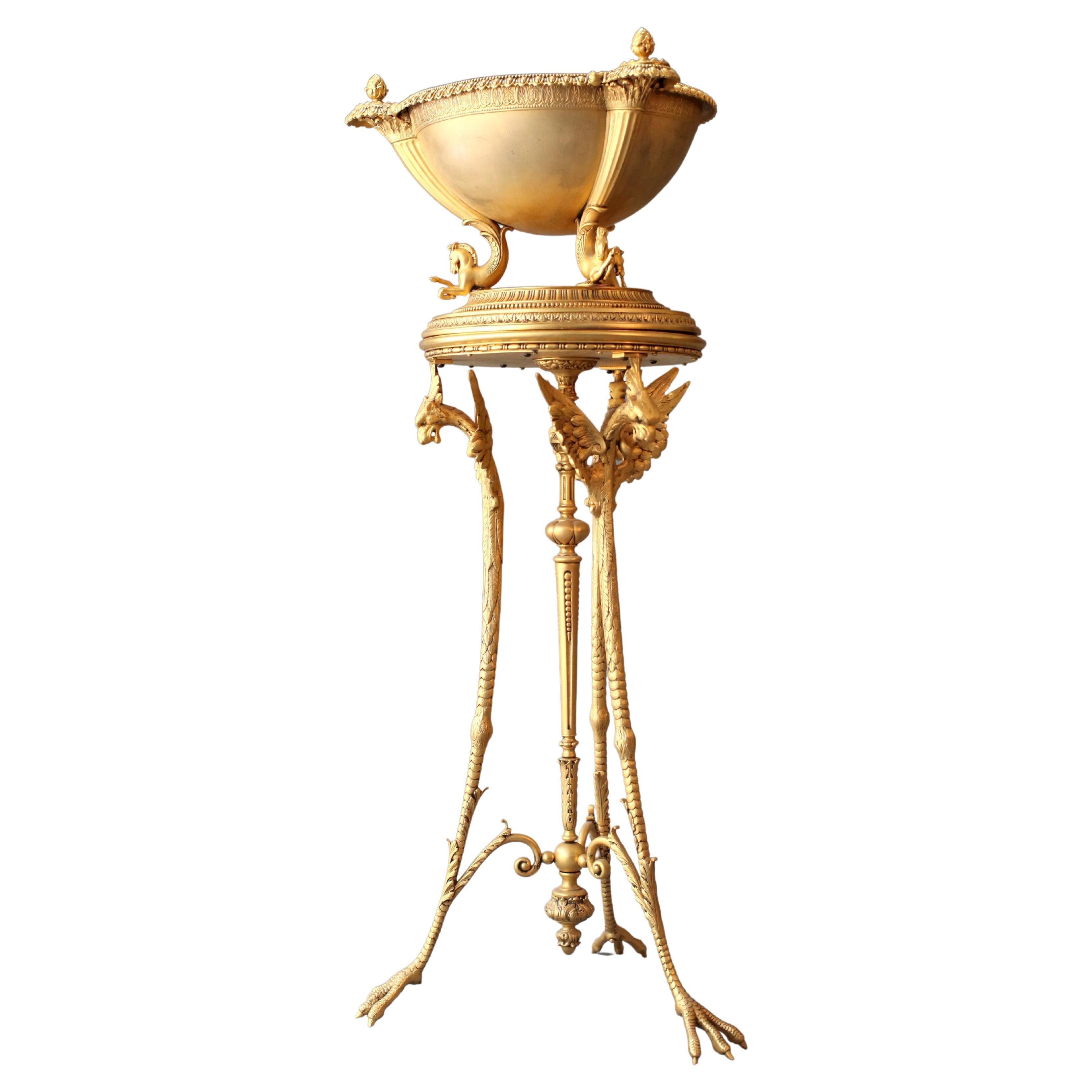 Antique Louis XVI Style Gilt Bronze Athénienne Compote By Meridan Brittania Co For Sale