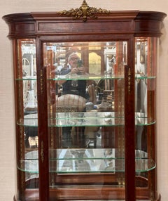 Antique Louis XVI Style Gilt Bronze & Mahogany Vitrine Display Cabinet