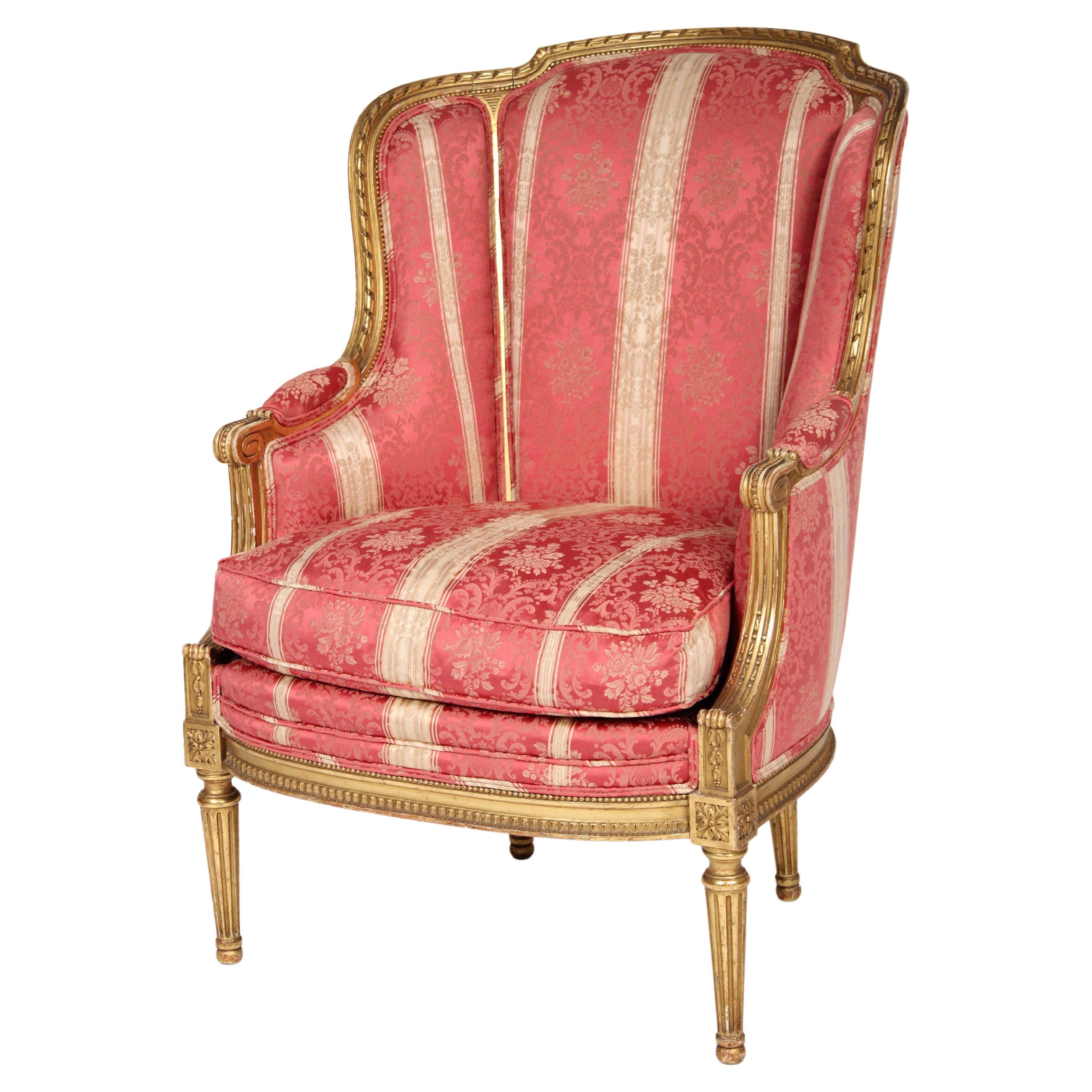 Antique French Louis XVI Style Giltwood Bergère Available For