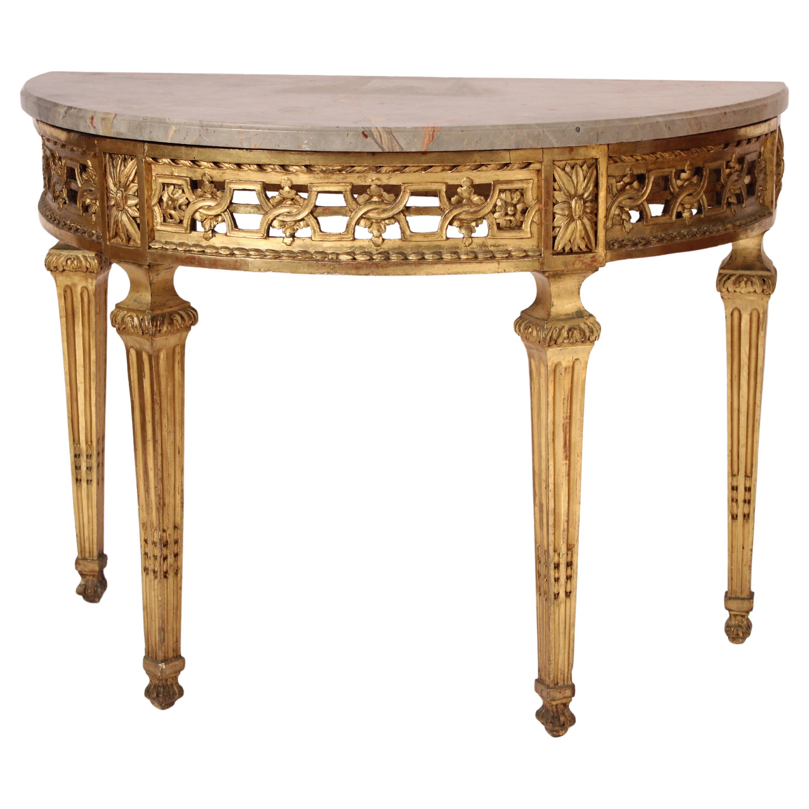 Antico Tavolo Consolle in Wood dorato in stile Luigi XVI