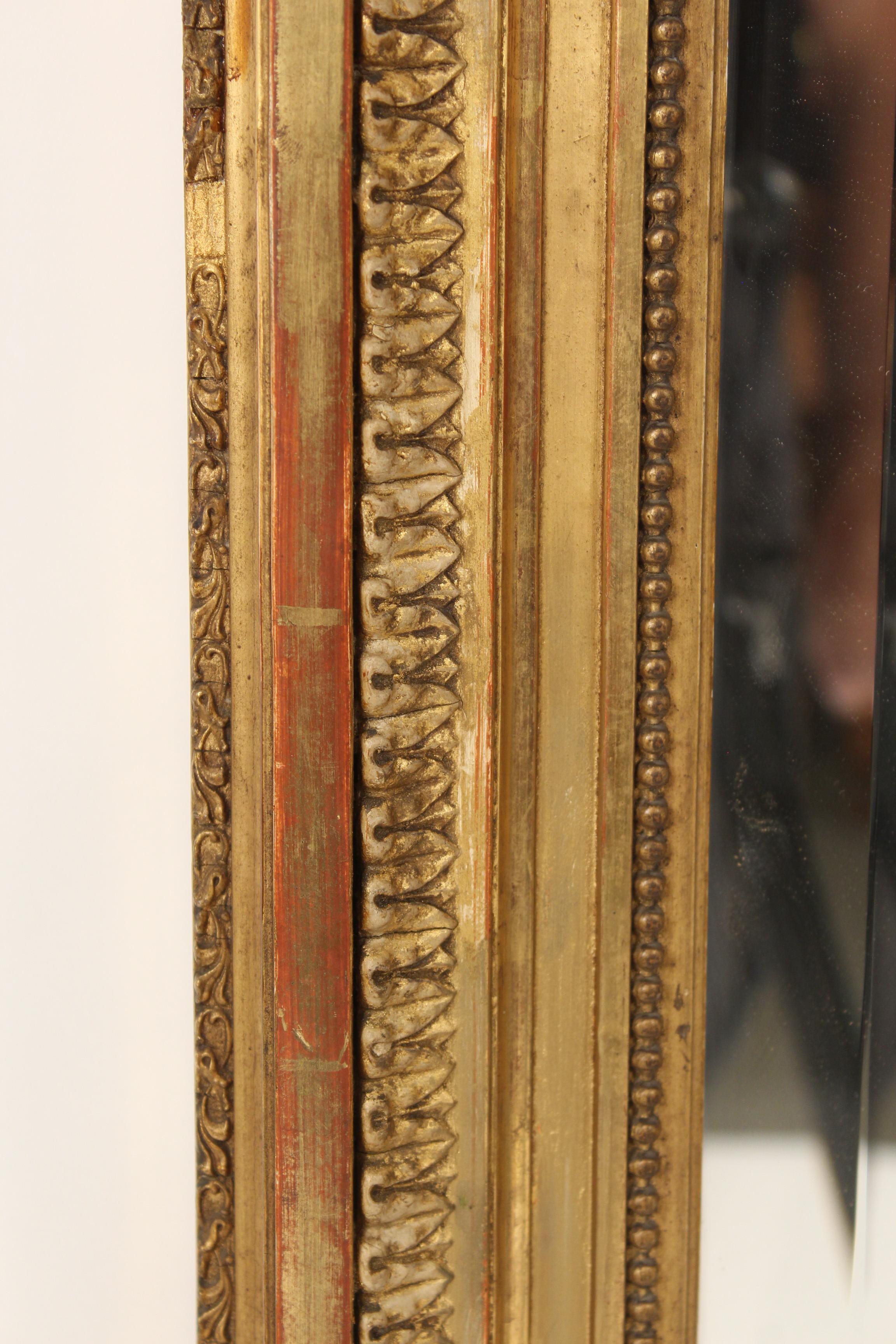 Gesso Antique Louis XVI Style Gilt Wood Mirror