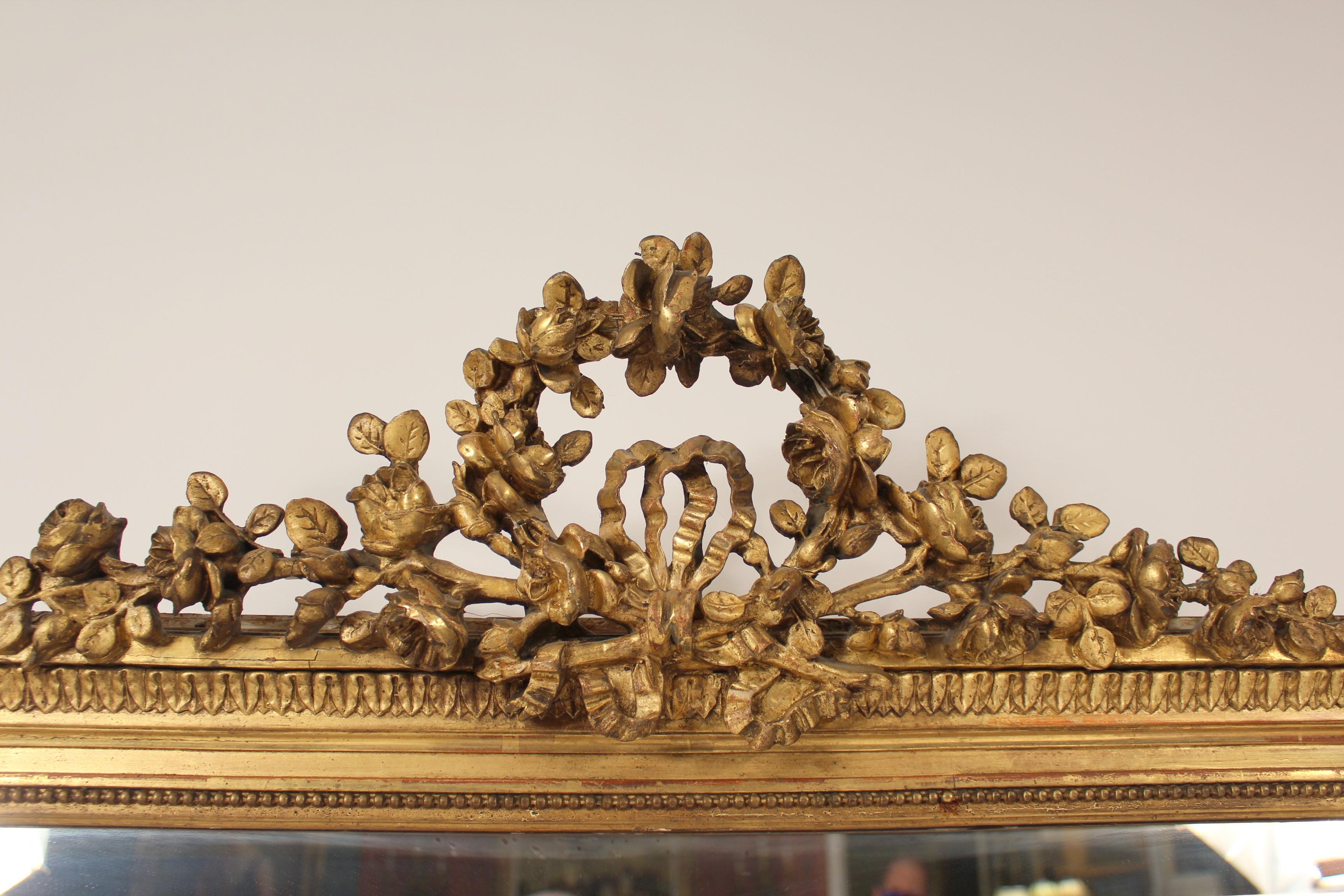 Antique Louis XVI Style Gilt Wood Mirror 3