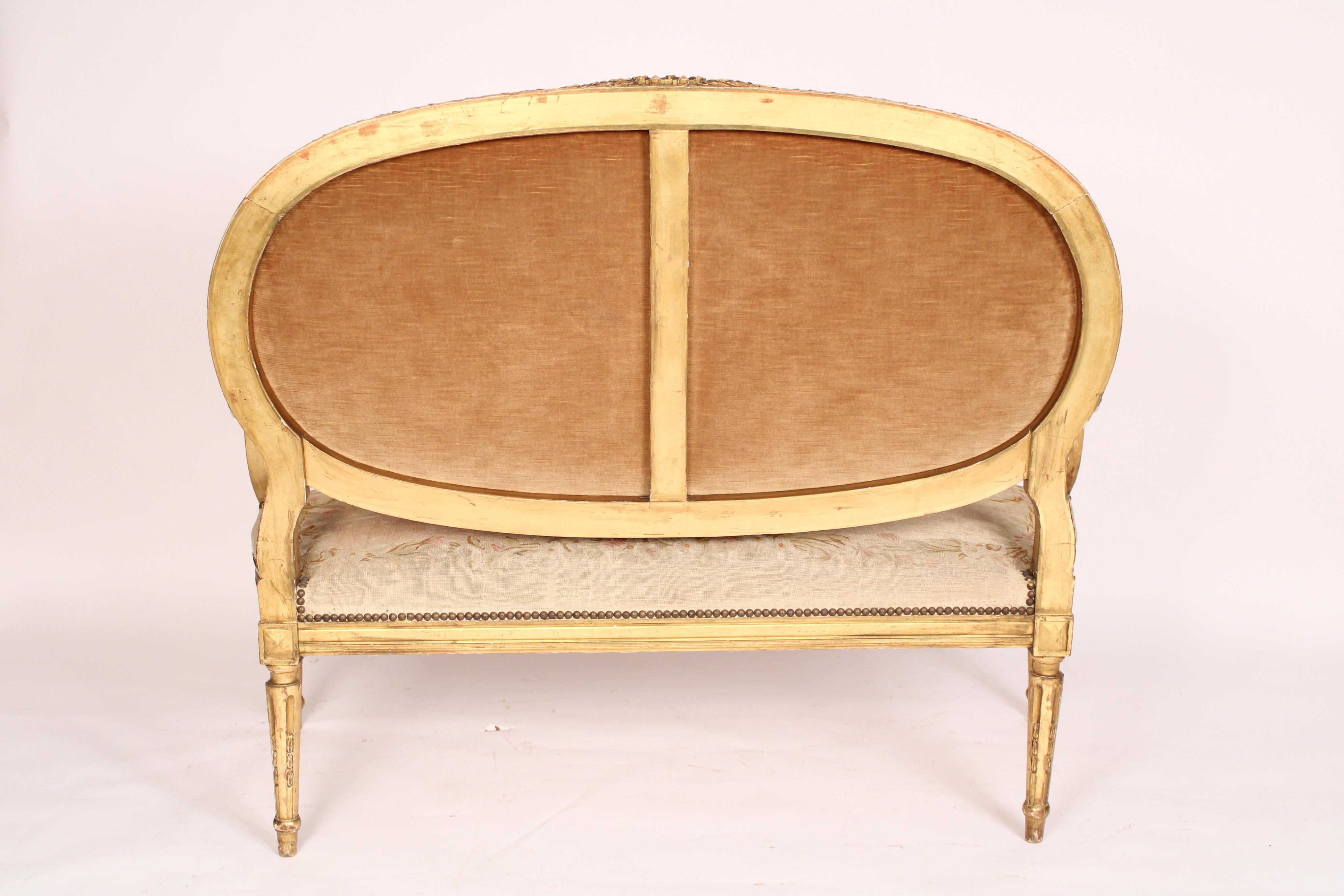 Early 20th Century Antique Louis XVI Style Gilt Wood Settee For Sale