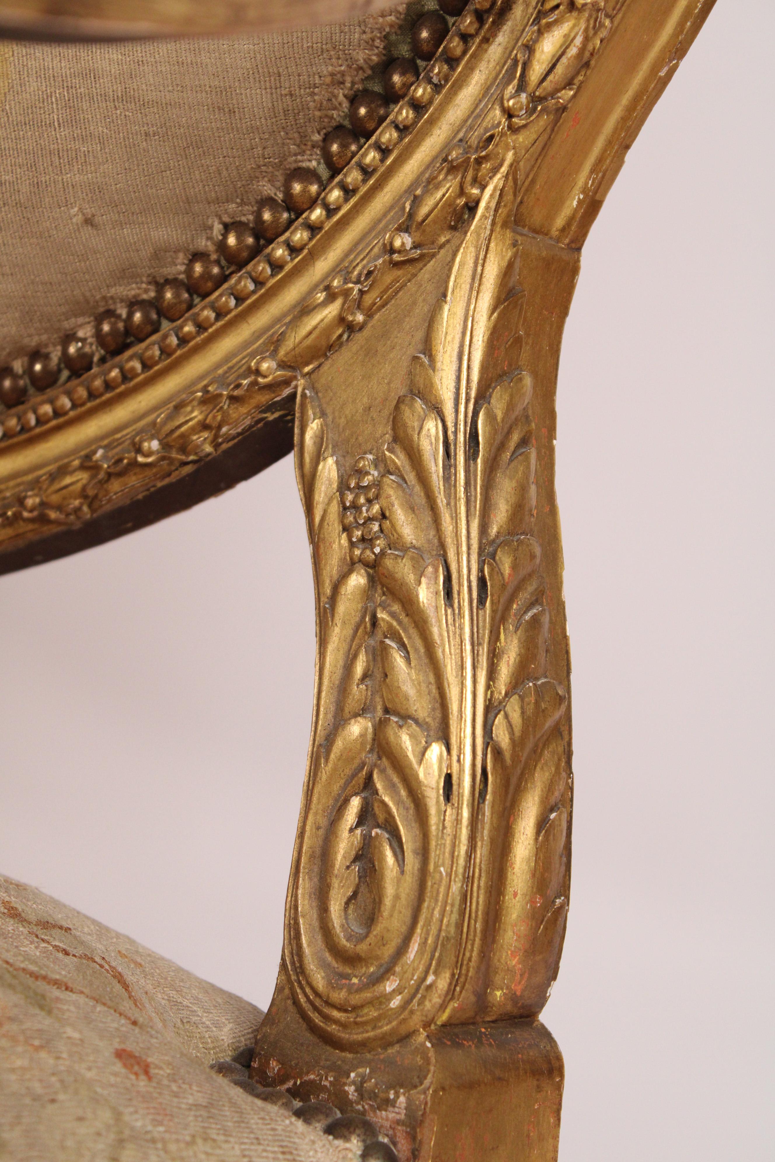 Antique Louis XVI Style Gilt Wood Settee For Sale 3