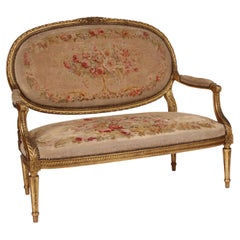Antique Louis XVI Style Gilt Wood Settee