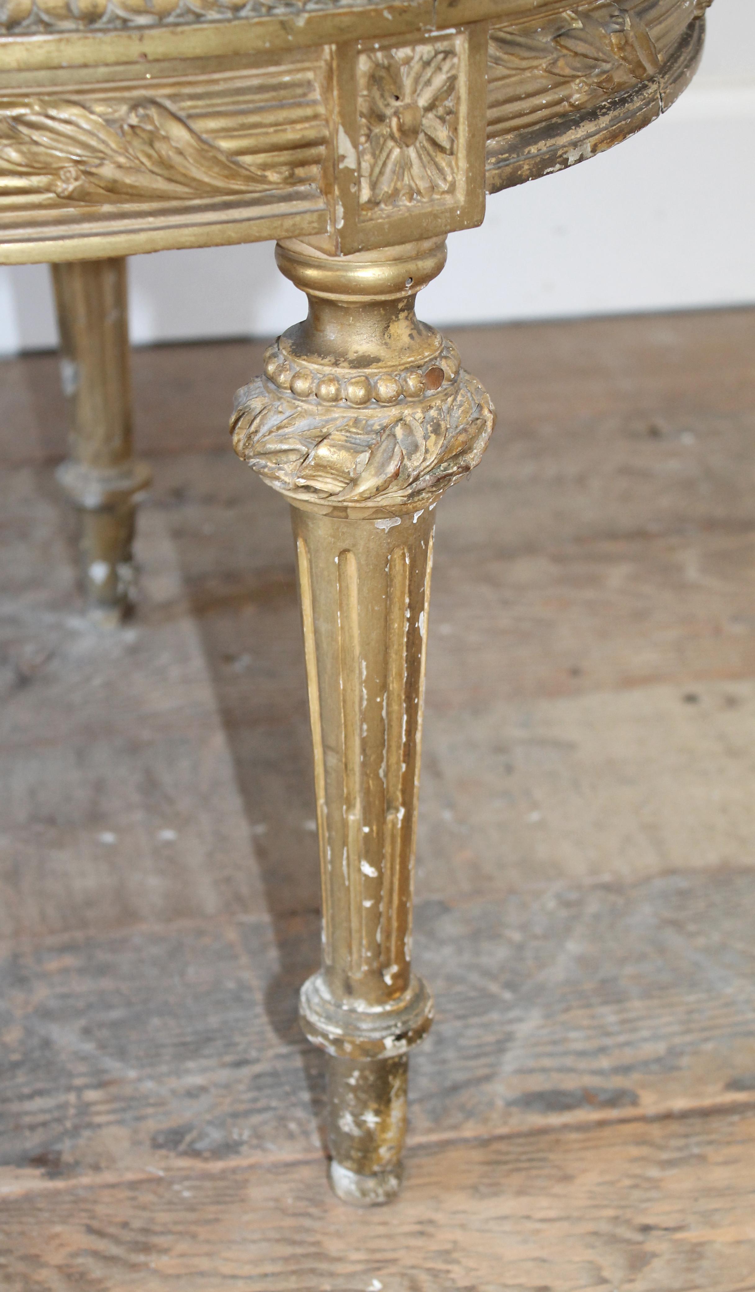 Antique Louis XVI Style Giltwood and Cane Back Settee 4