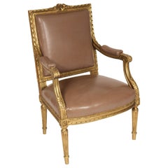 Antique Louis XVI Style Giltwood Armchair