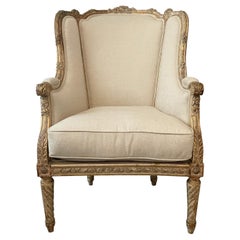 Antique Louis XVI-Style Giltwood Bergère