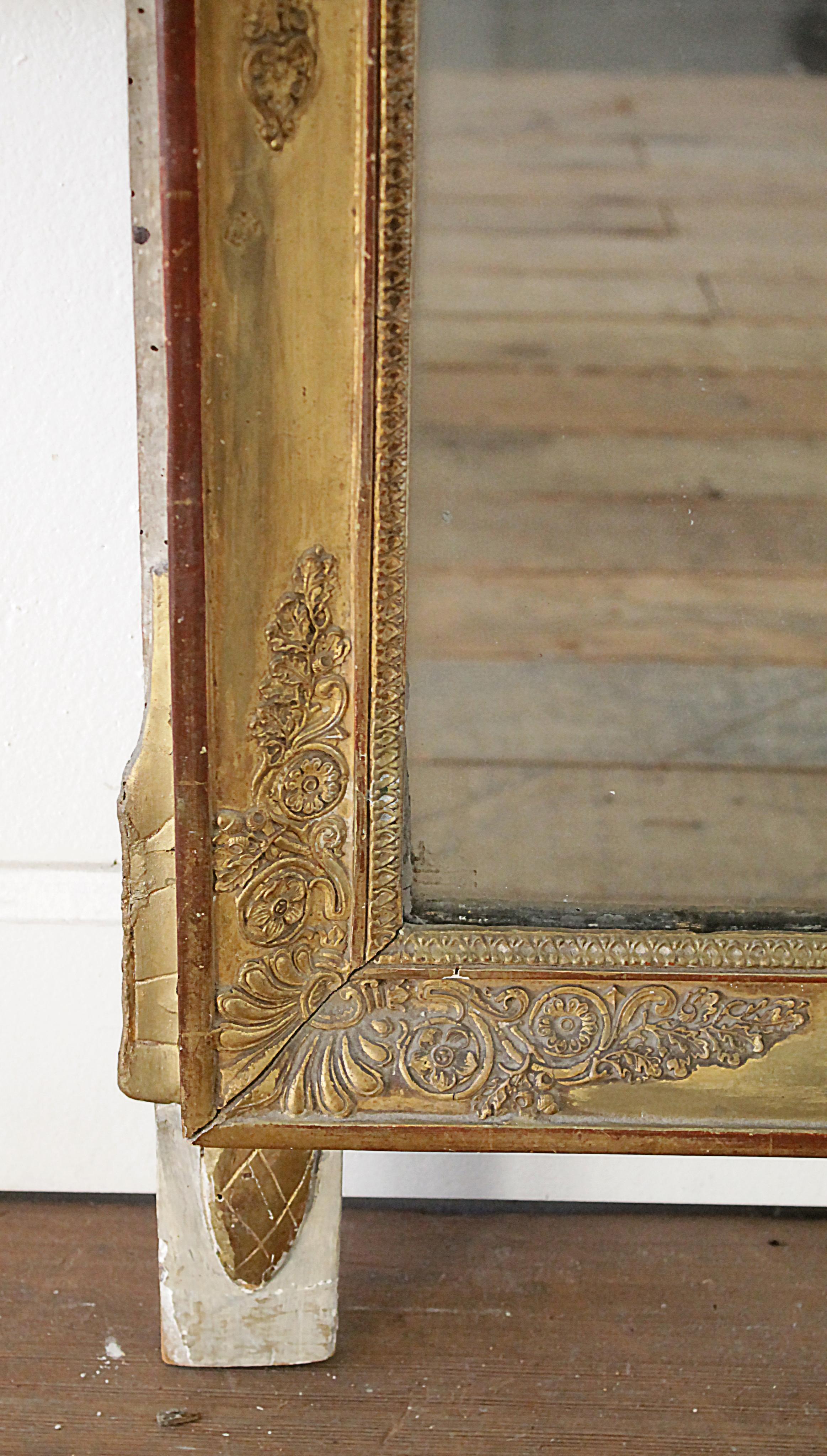 Antique Louis XVI Style Giltwood Mirror 3