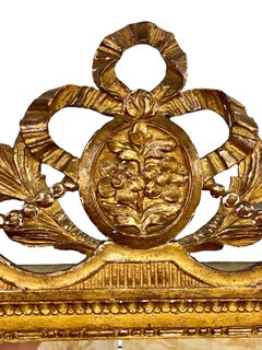 19th Century Louis XVI Giltwood Wall Mirror with Floral Medallion