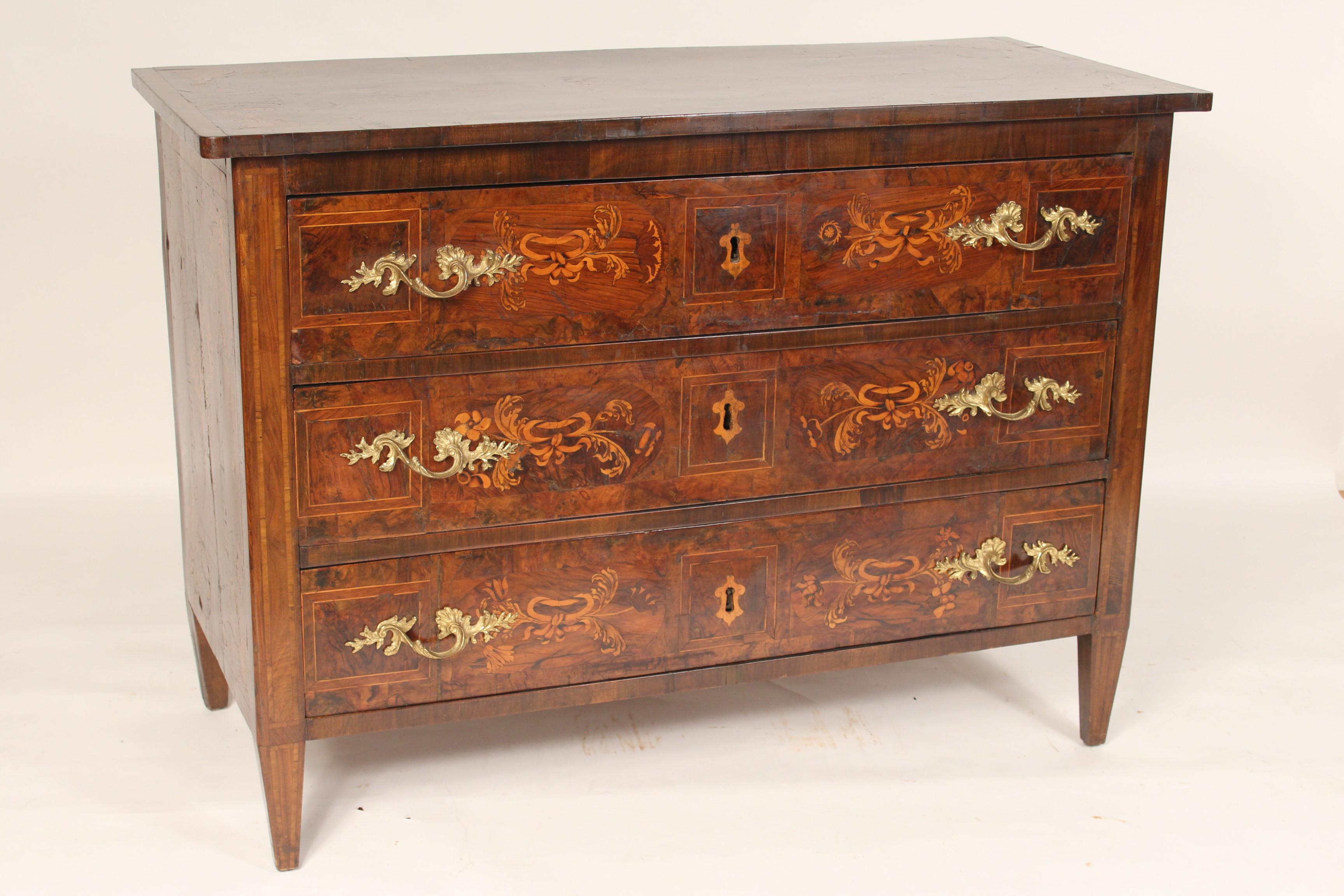 European Antique Louis XVI Style Inlaid Chest of Drawers For Sale