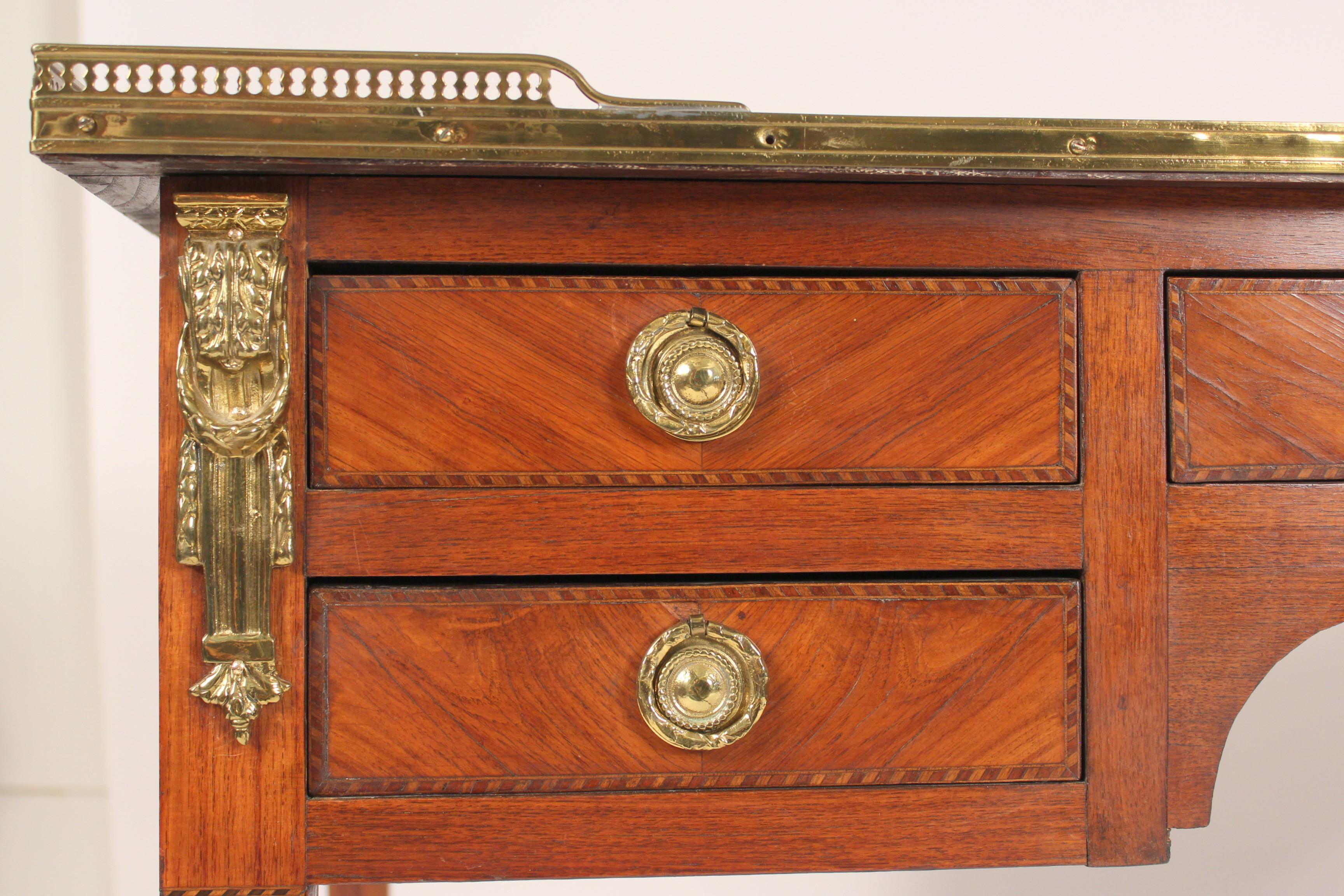 Antique Louis XVI Style Leather Top Desk 3