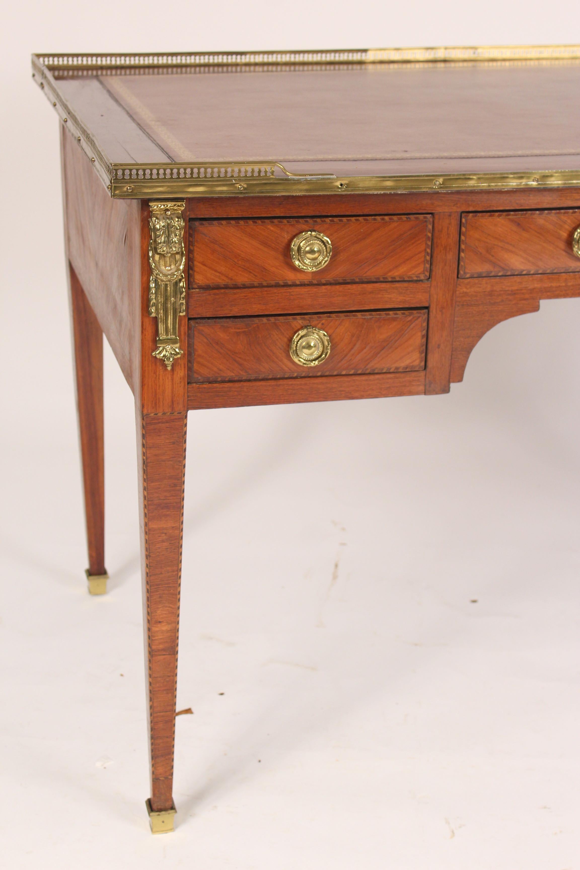 Antique Louis XVI Style Leather Top Desk 1