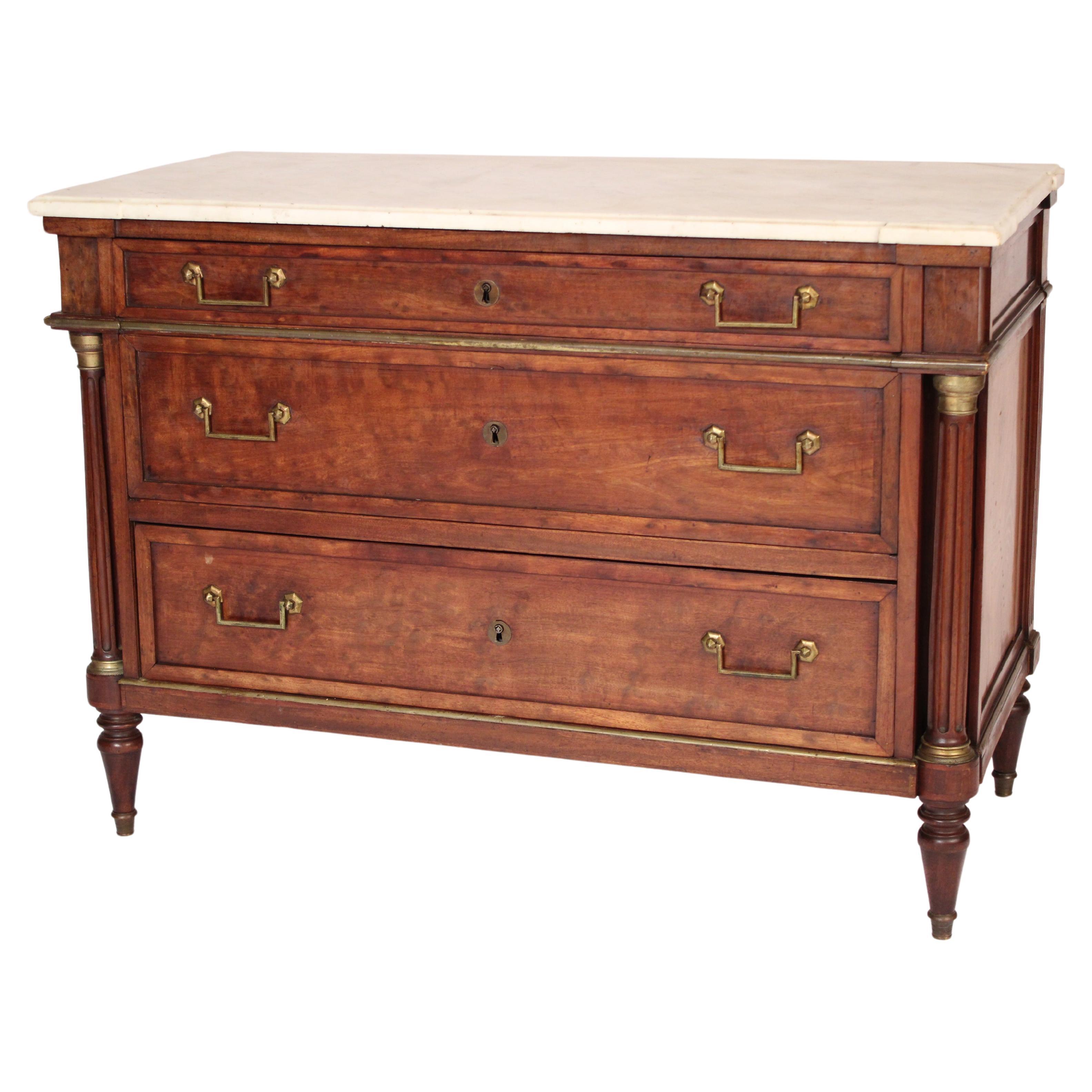 Antique Louis XVI Style Mahogany Chest Of Drawers For Sale
