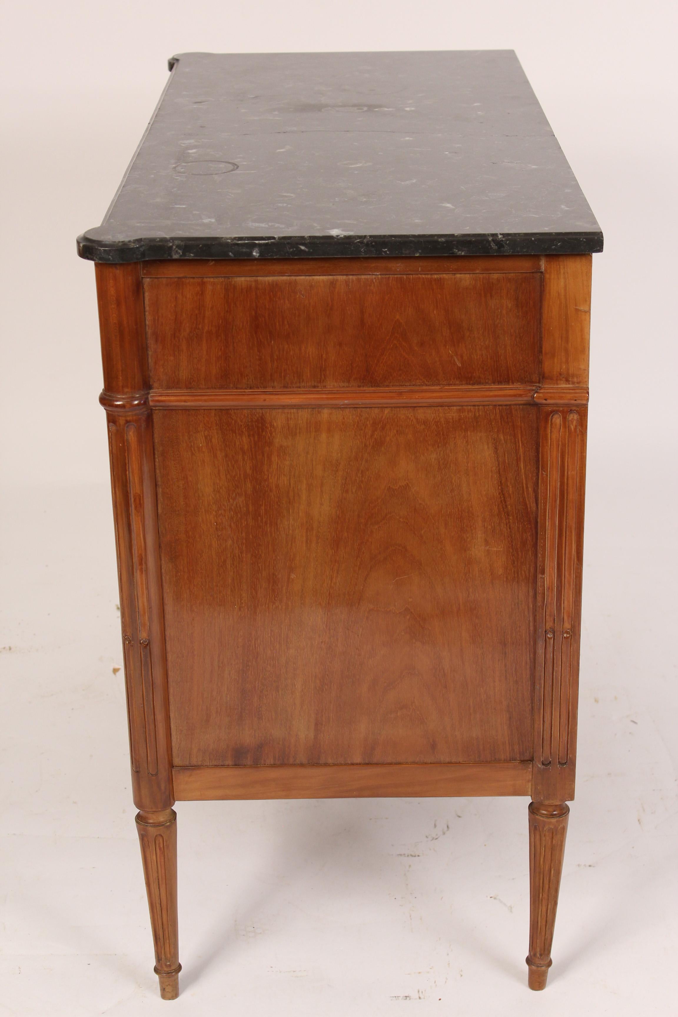 Antique Louis XVI Style Mahogany Chest of Drawers with a Marble Top In Good Condition In Laguna Beach, CA