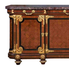 Antique Louis XVI Style Mahogany, Ormolu and Marble Cabinet by Mercier Frères