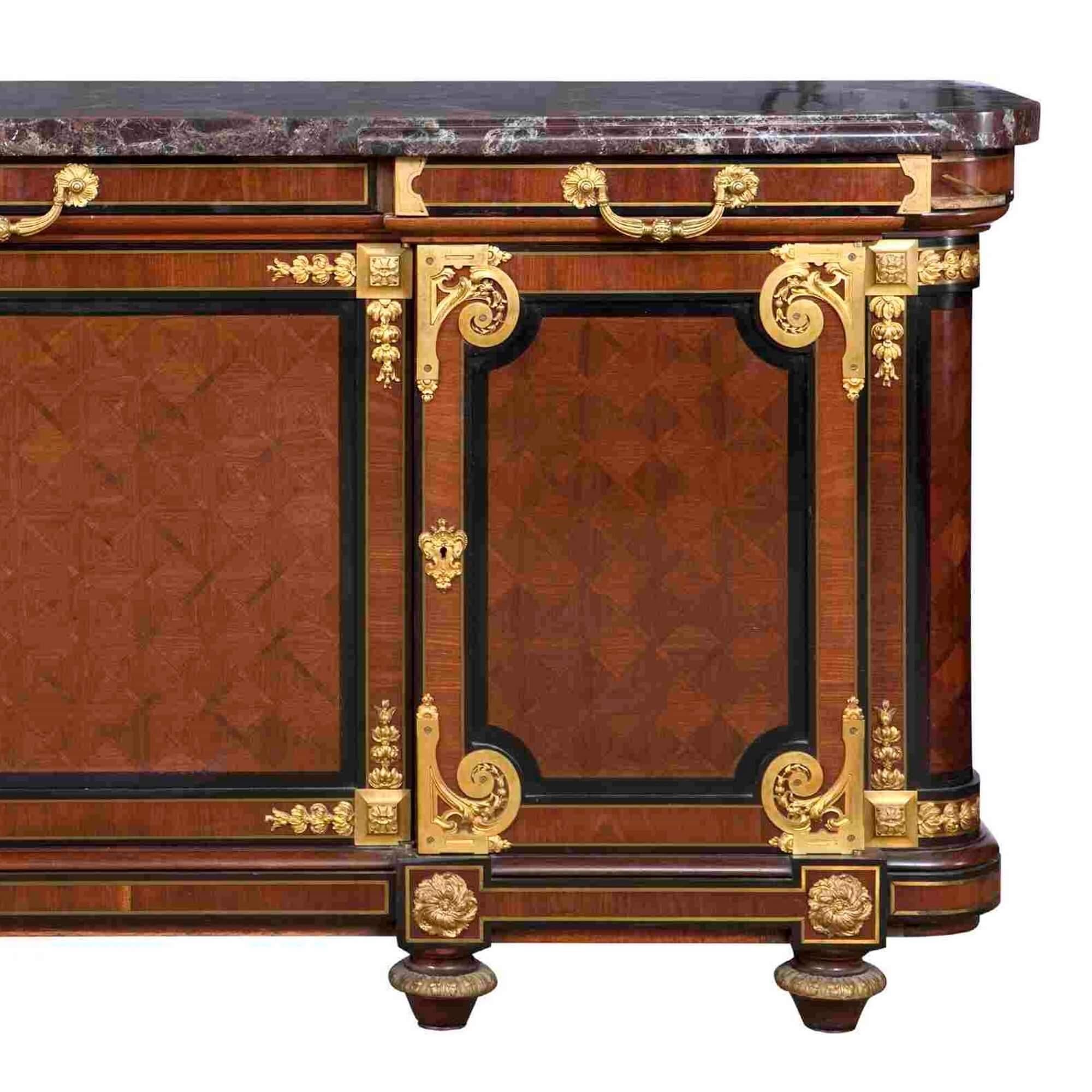 French Antique Louis XVI Style Mahogany, Ormolu and Marble Cabinet by Mercier Frères For Sale