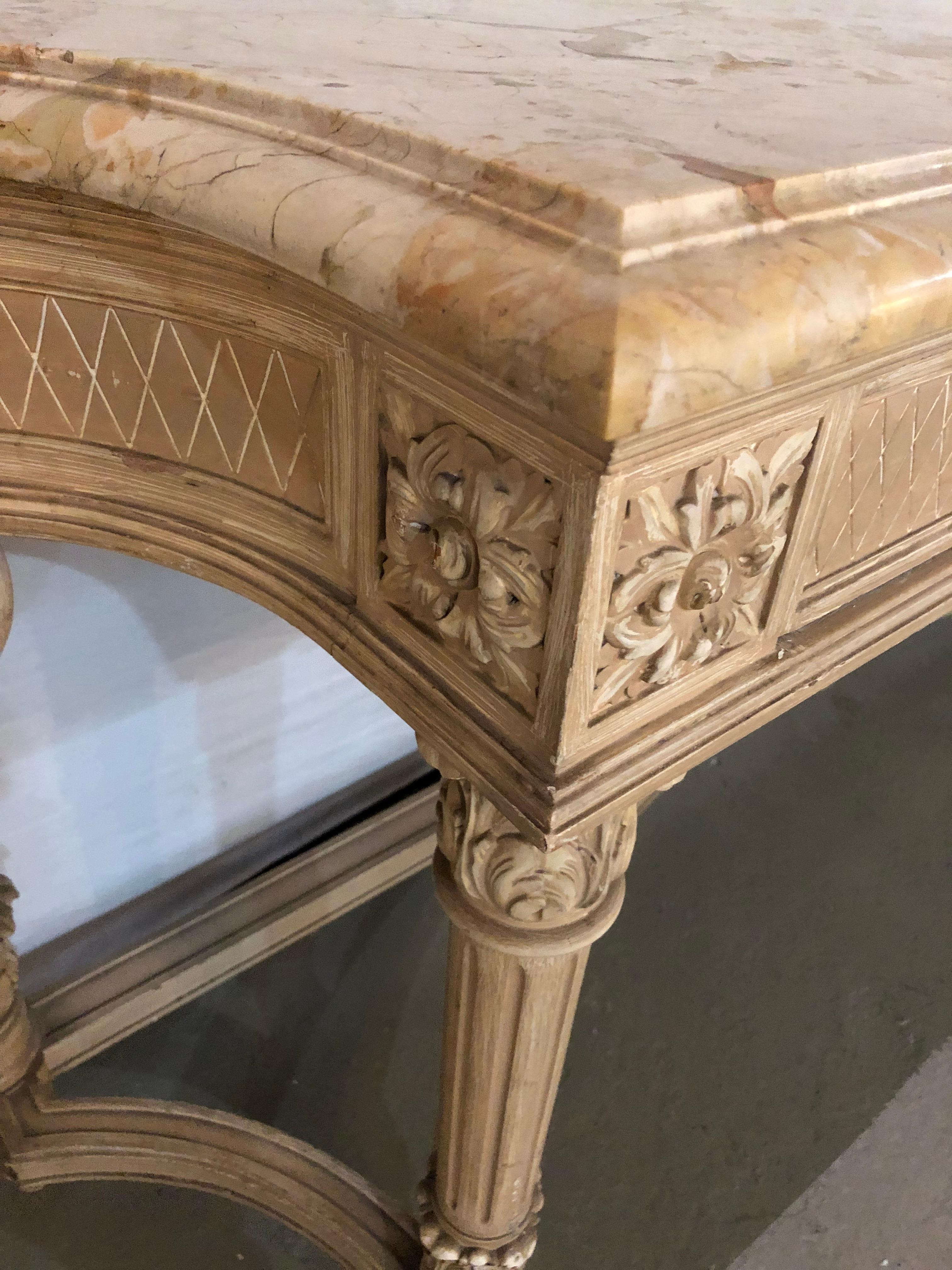 Antikes Sideboard oder Konsolentisch mit Marmorplatte im Louis-XVI.-Stil von Maison Jansen im Angebot 6