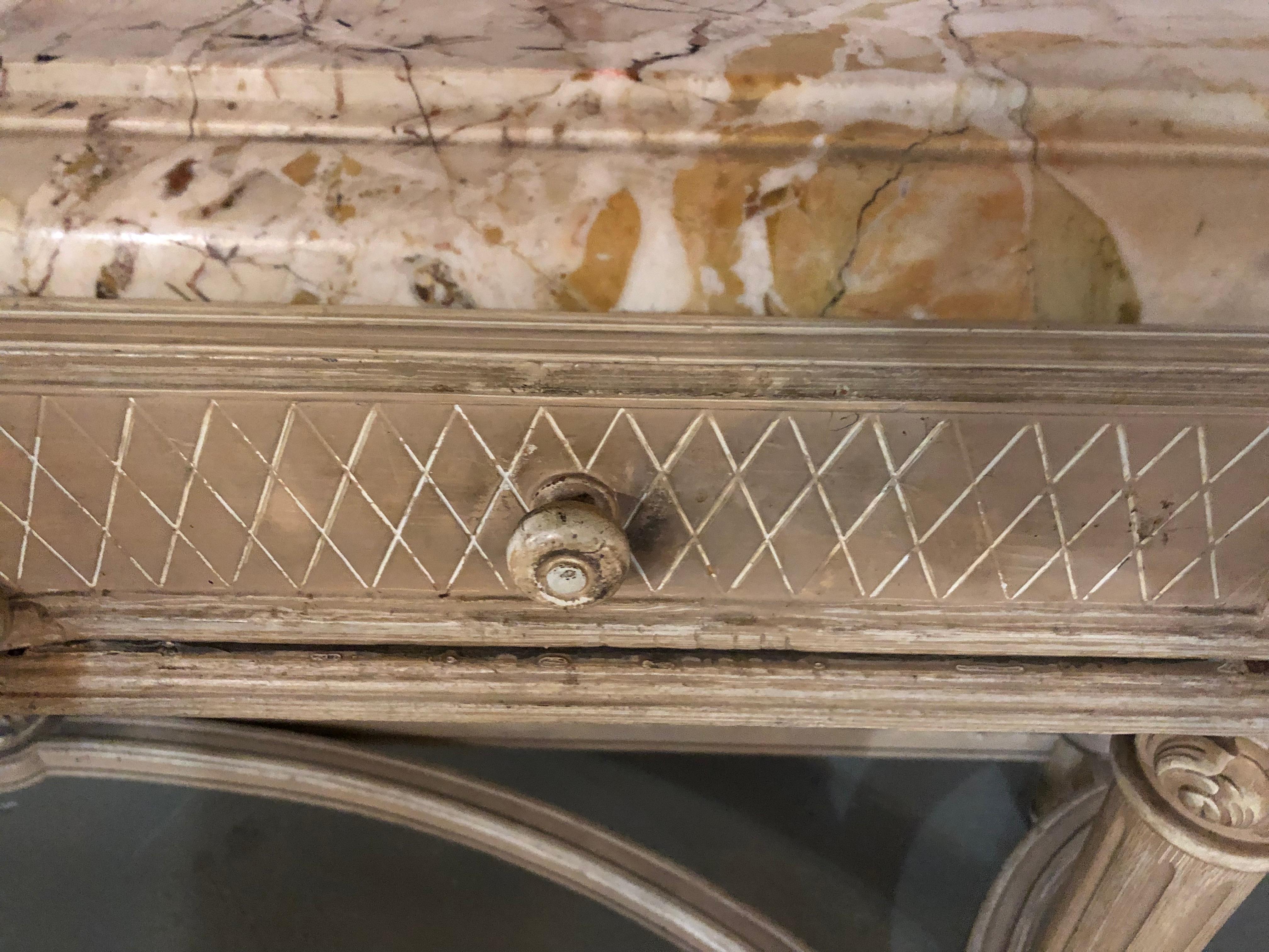 Antikes Sideboard oder Konsolentisch mit Marmorplatte im Louis-XVI.-Stil von Maison Jansen im Angebot 9
