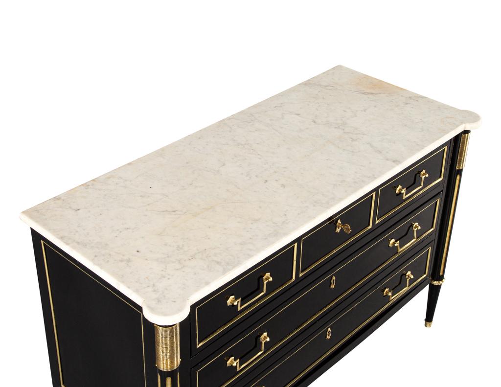 Antique Louis XVI Style Marble Top Commode in Black For Sale 5