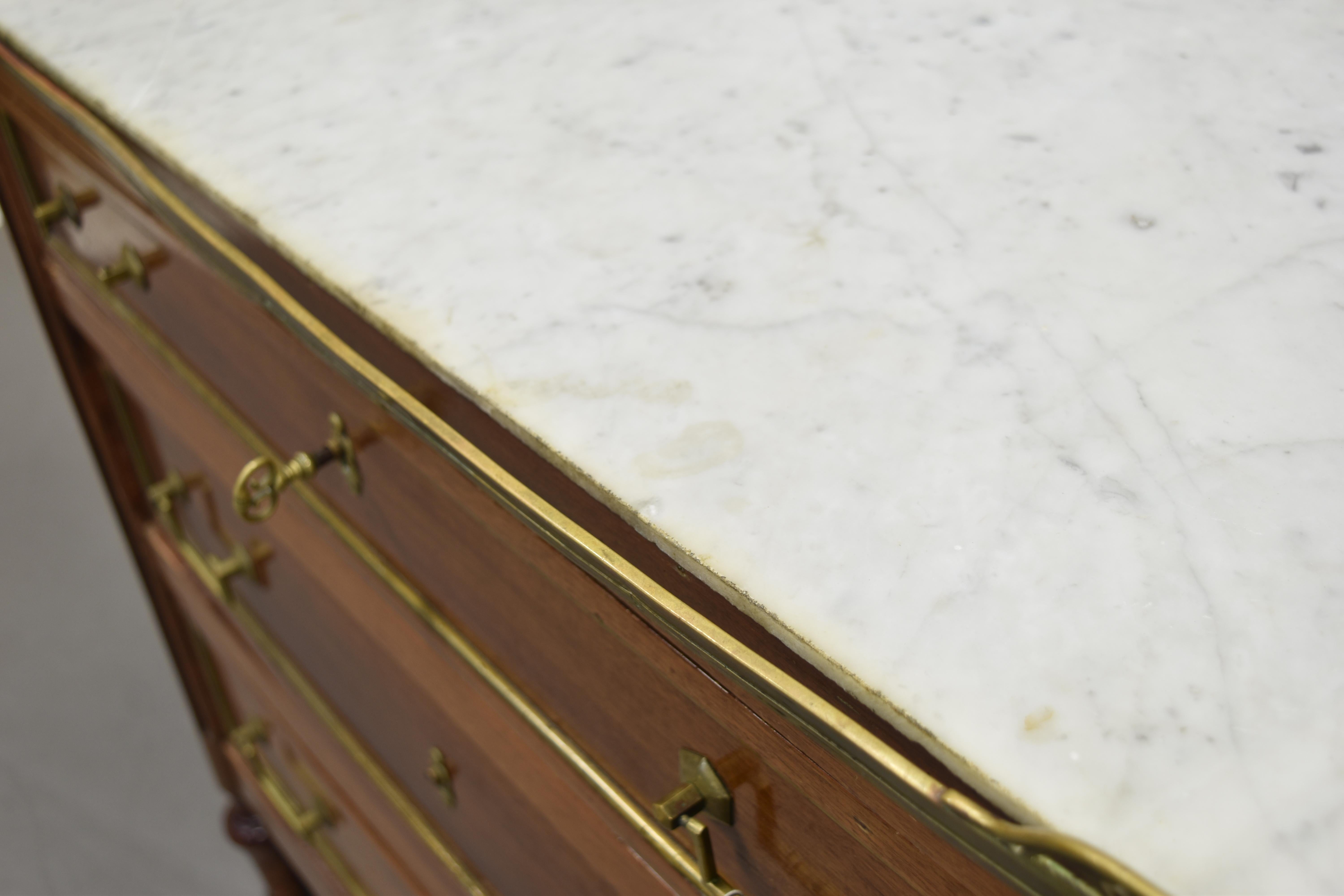 Antique Louis XVI Style Marble Top Mahogany Chest  For Sale 1