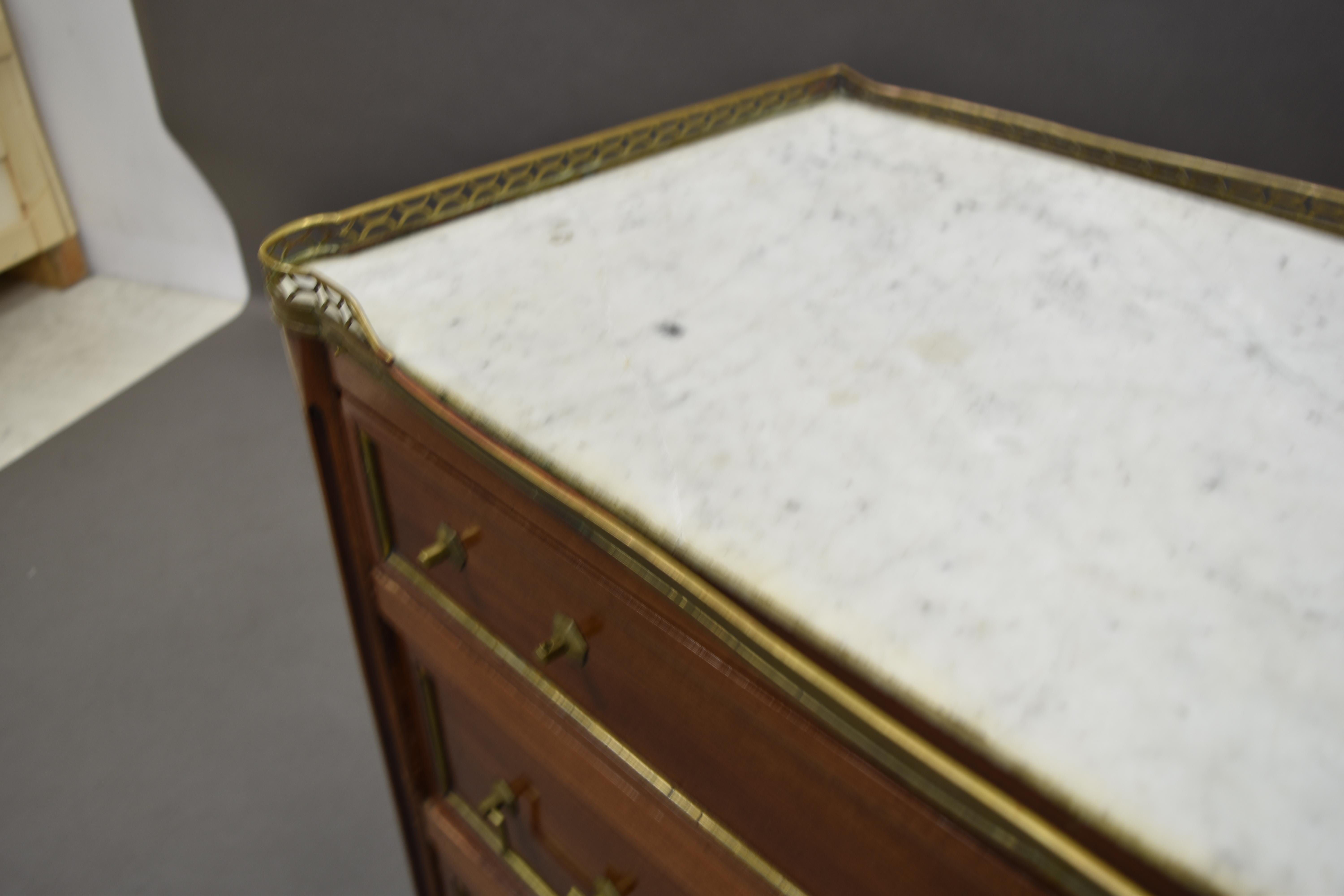 Antique Louis XVI Style Marble Top Mahogany Chest  For Sale 2