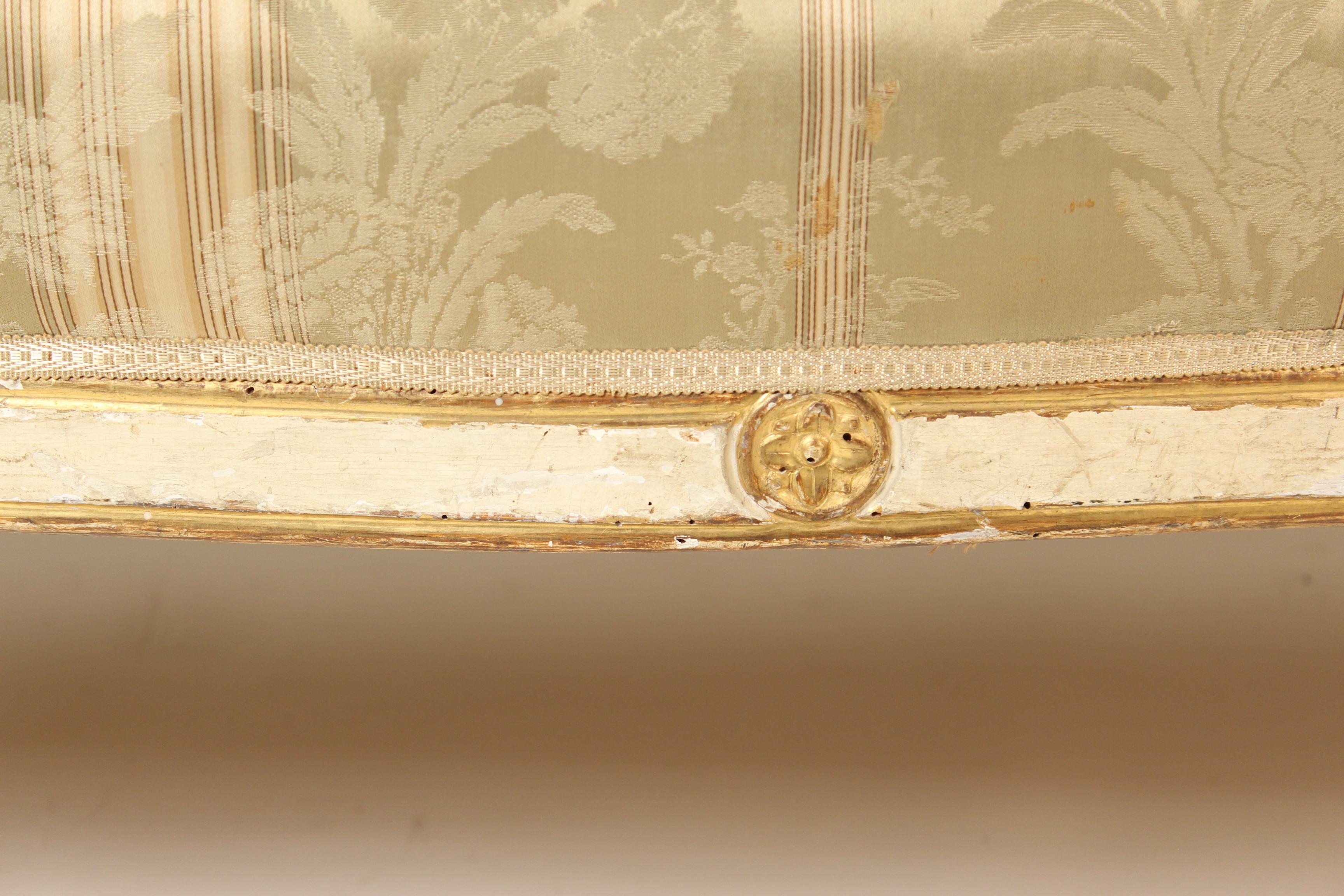Antique Louis XVI Style Painted and Partial Gilt Settee 7