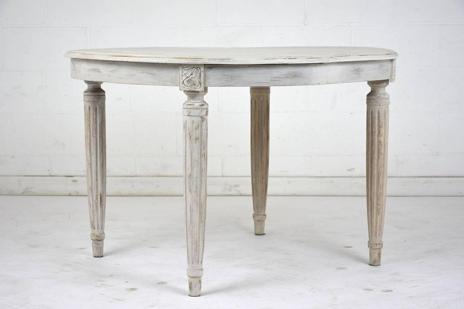 Carved Antique Louis XVI Style Painted Dining Table