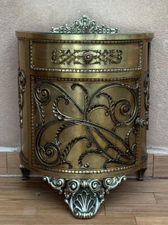 Antique Louis XVI Style Pair of Bronze / Brass Vitrine Cabinets or Nightstands