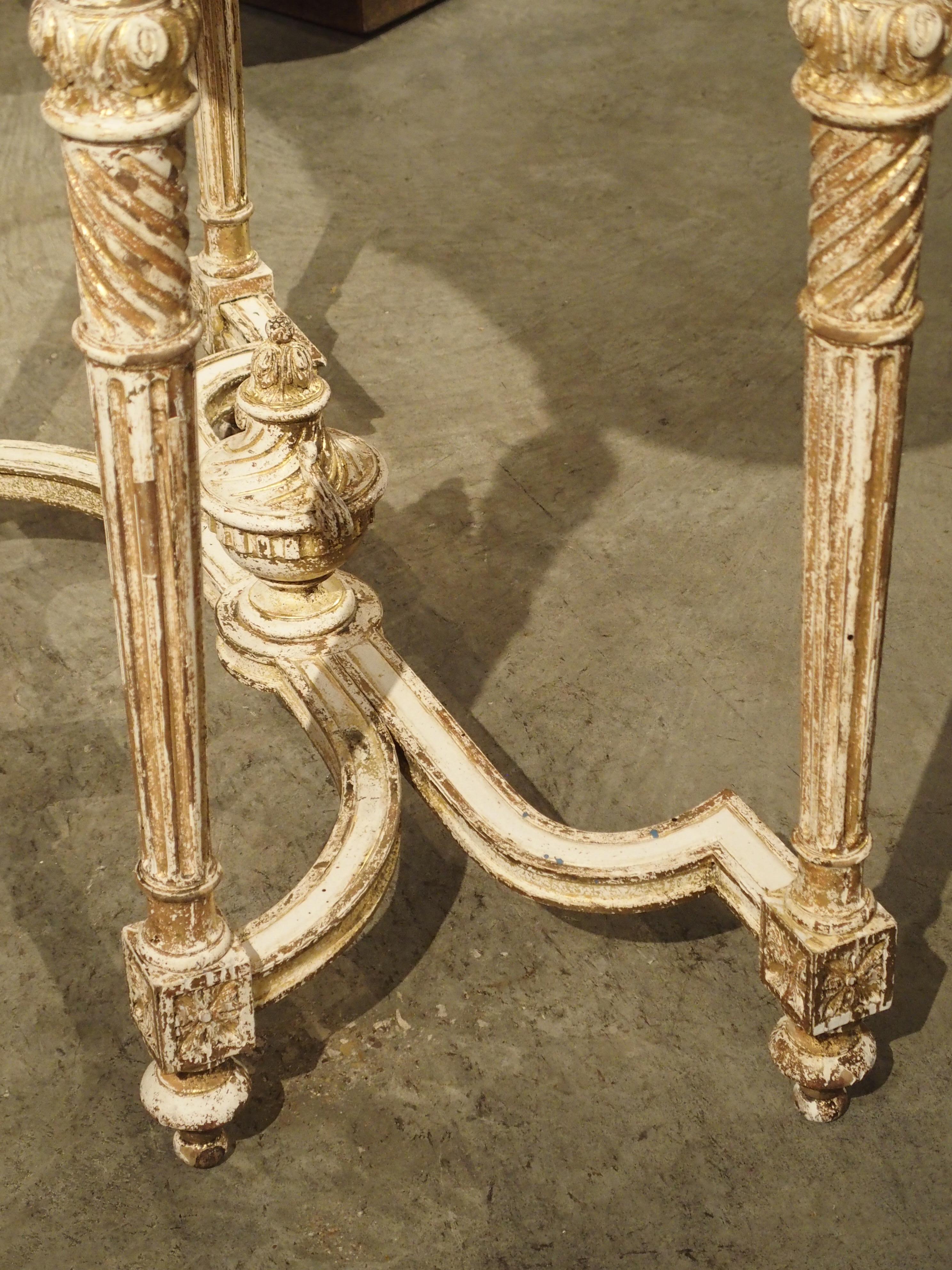 Antique Louis XVI Style Parcel Paint Console Table from France, circa 1870 3