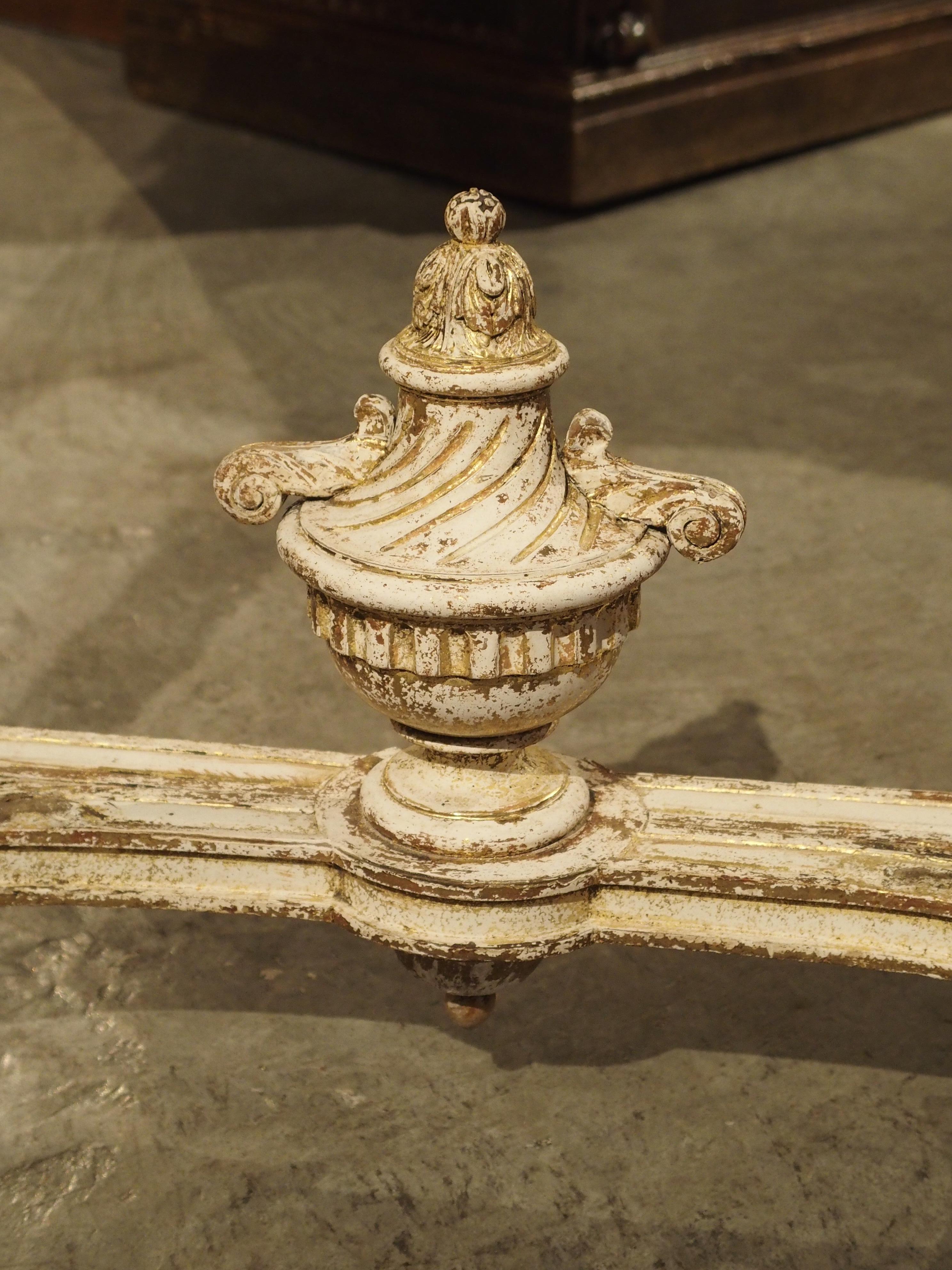 French Antique Louis XVI Style Parcel Paint Console Table from France, circa 1870