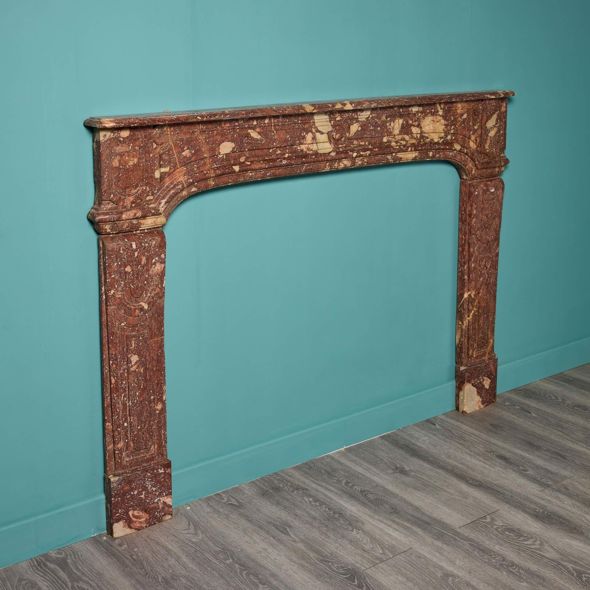 red marble fireplace surround