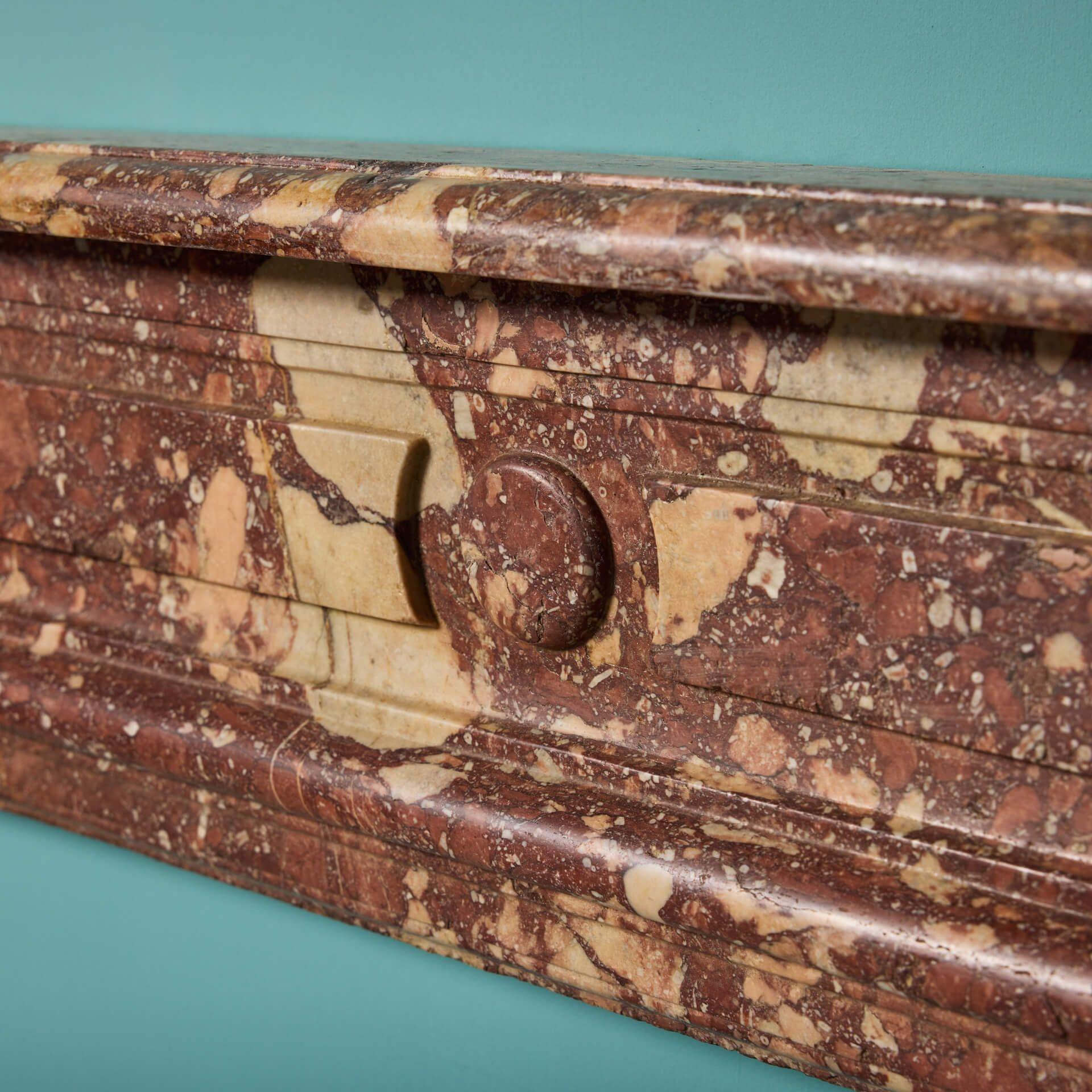 19th Century Antique Louis XVI Style Red Marble Fire Surround For Sale